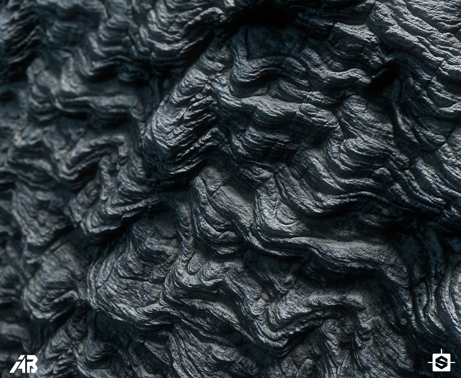 Cooled down Lava, plane render. 