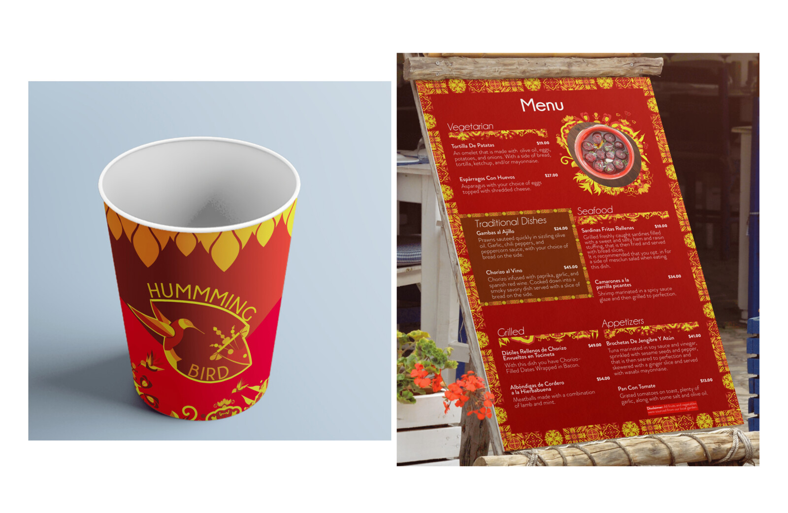 Hummming Bird: This was the second project for VC - 261. We had to create some brand friendly products for our food truck. So we had to create a series of flats, and use of templates product files that the flats come from.