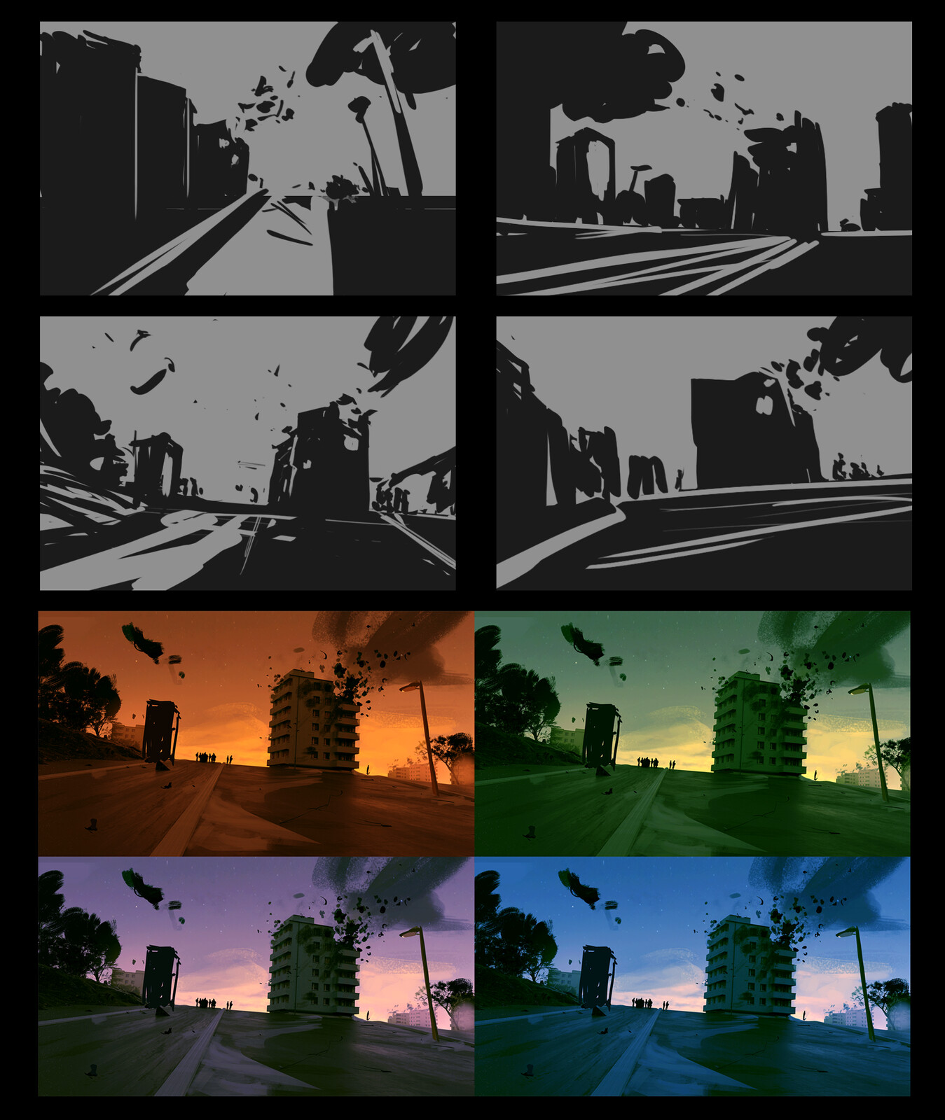 Thumbnails and color sketches.