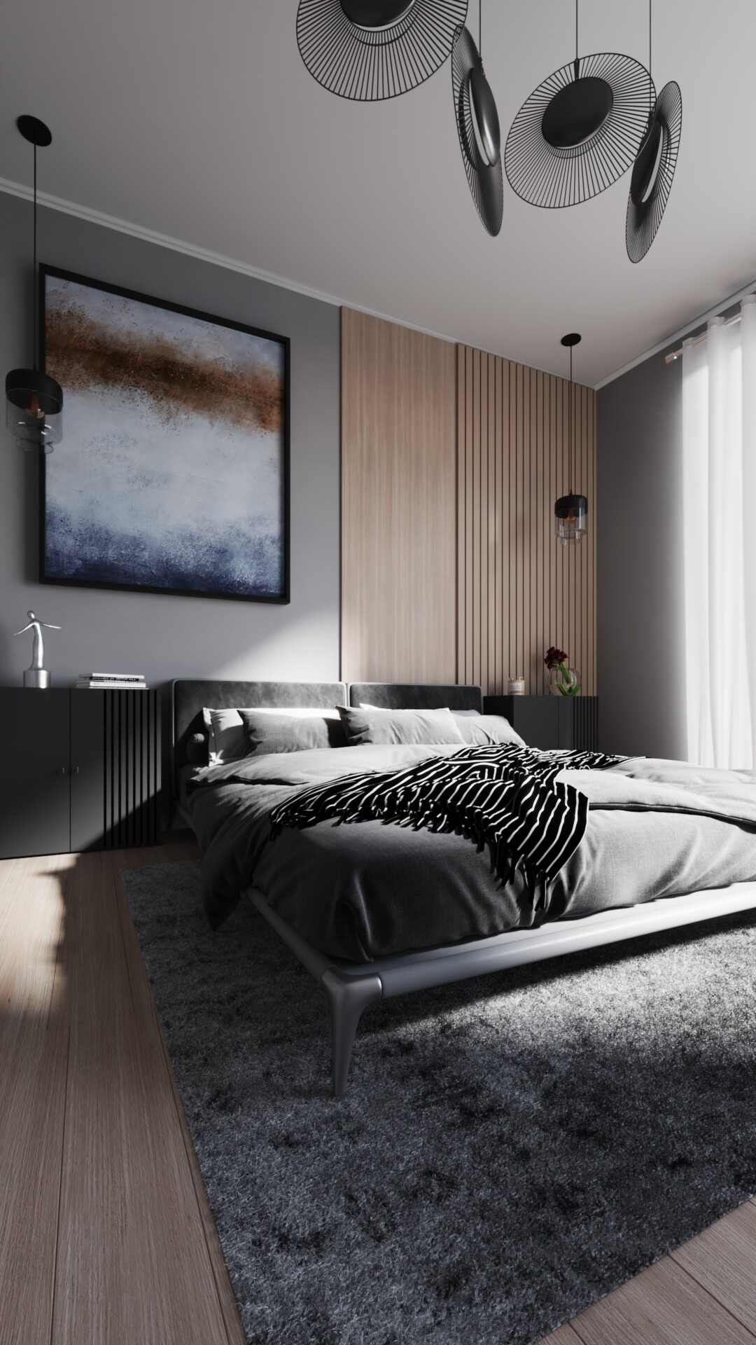 Grey aesthetic best sale bedroom