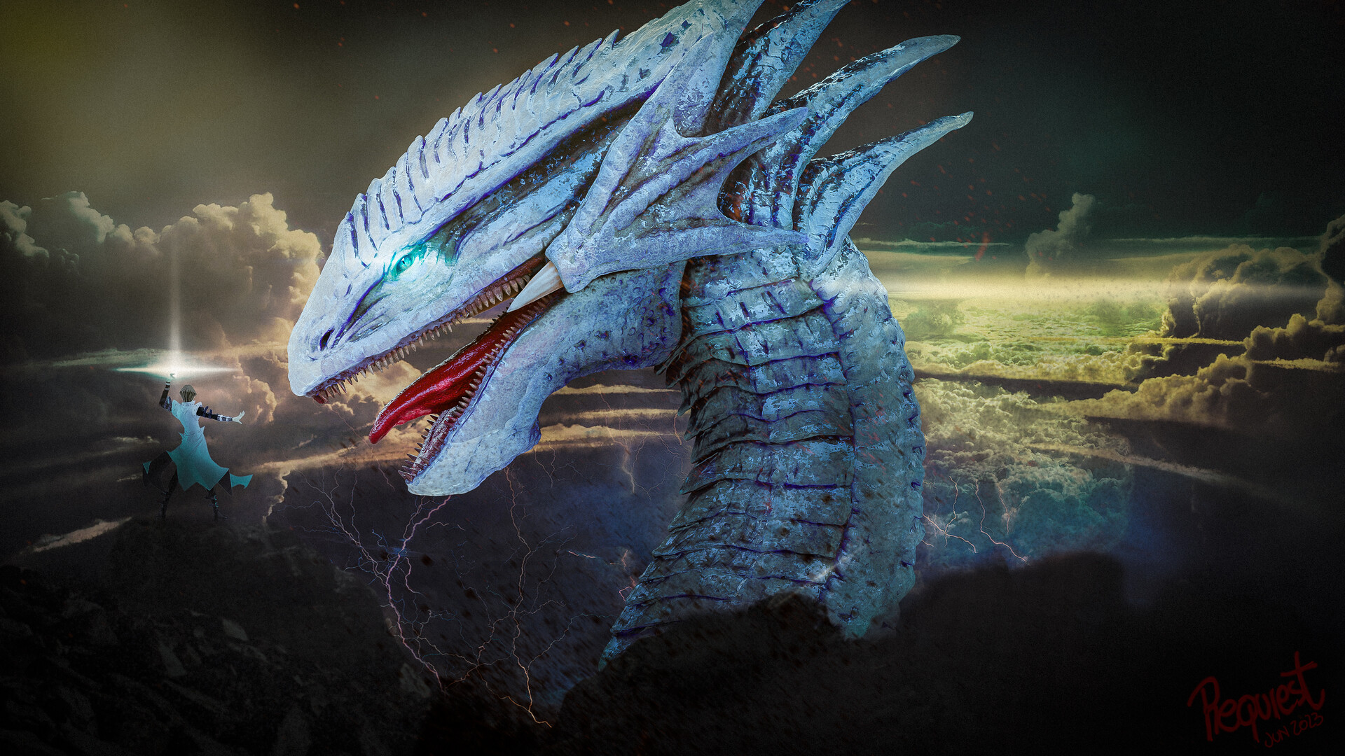 Blue Eyes White Dragon Game Of Thrones ArtStation - Blue Eyes White Dragon 3D