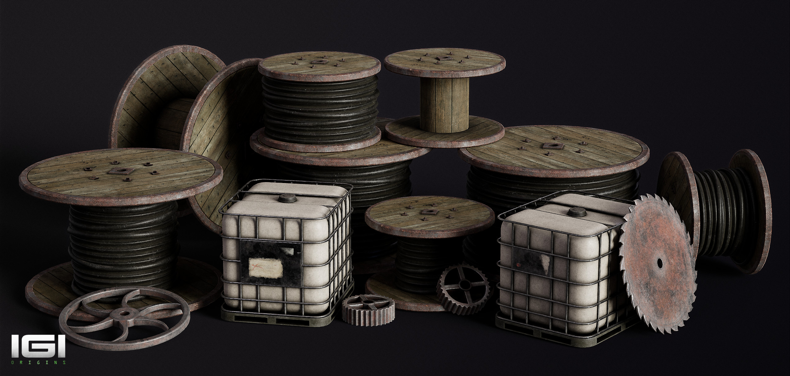 Some of the props I created for this level. They use a mix of bespoke texturing and trim/atlas workflows.