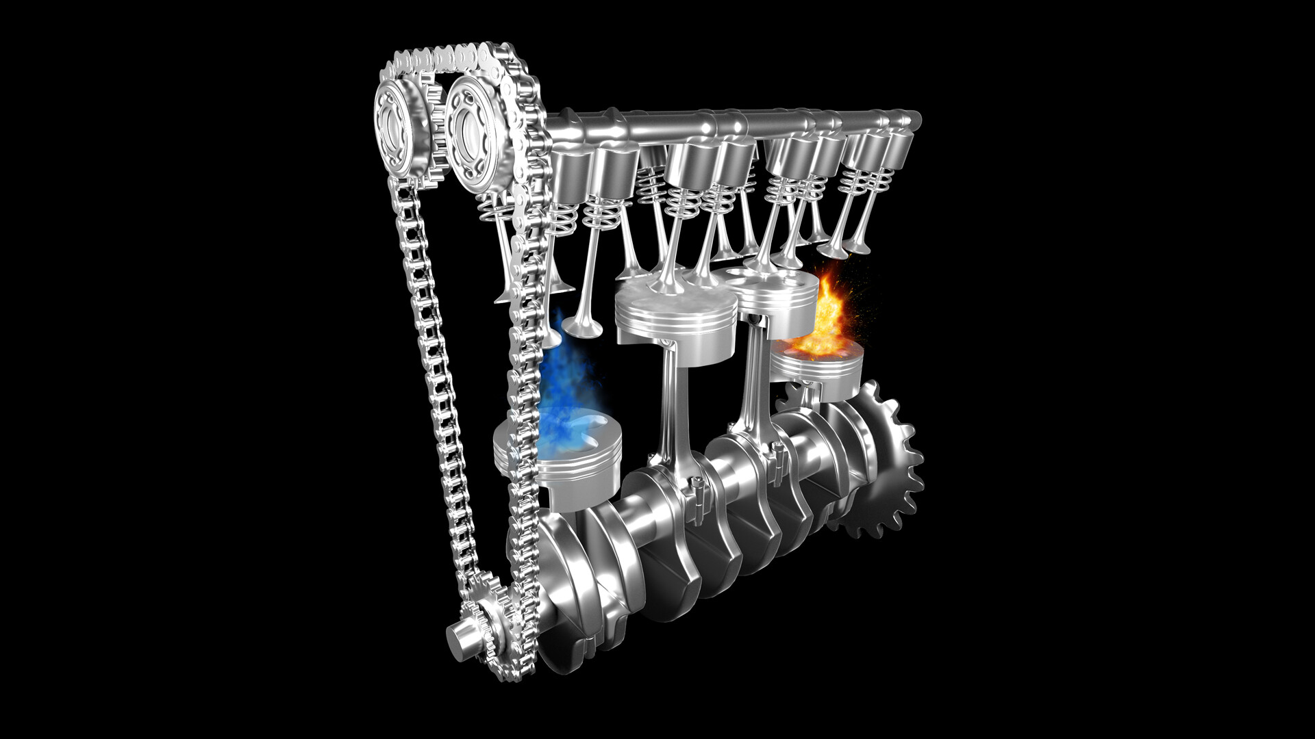 ArtStation Four cylinder engine running