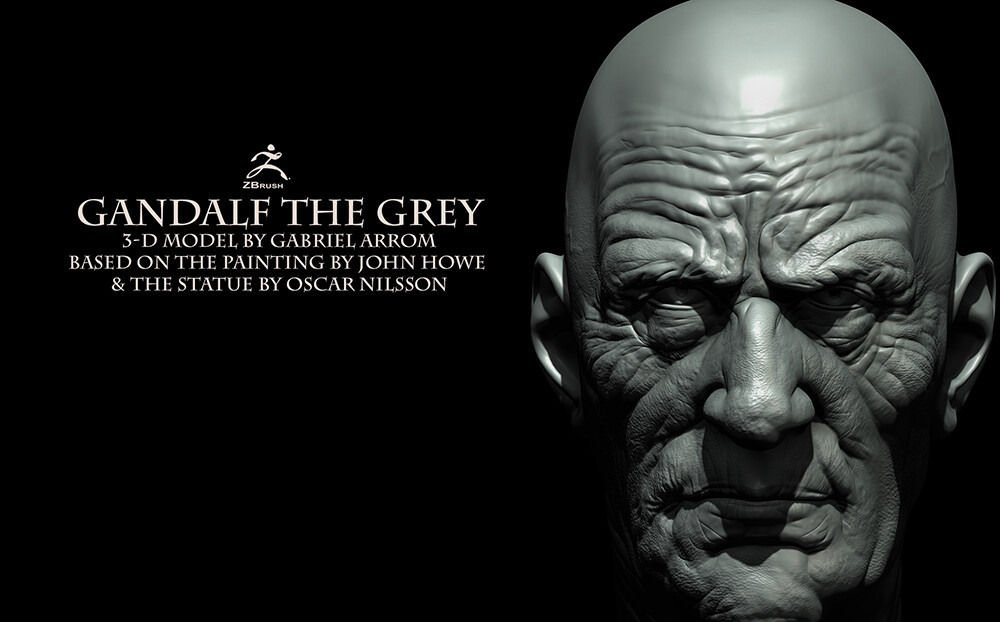 Gandalf the Grey - face 3d model (ZBrush)