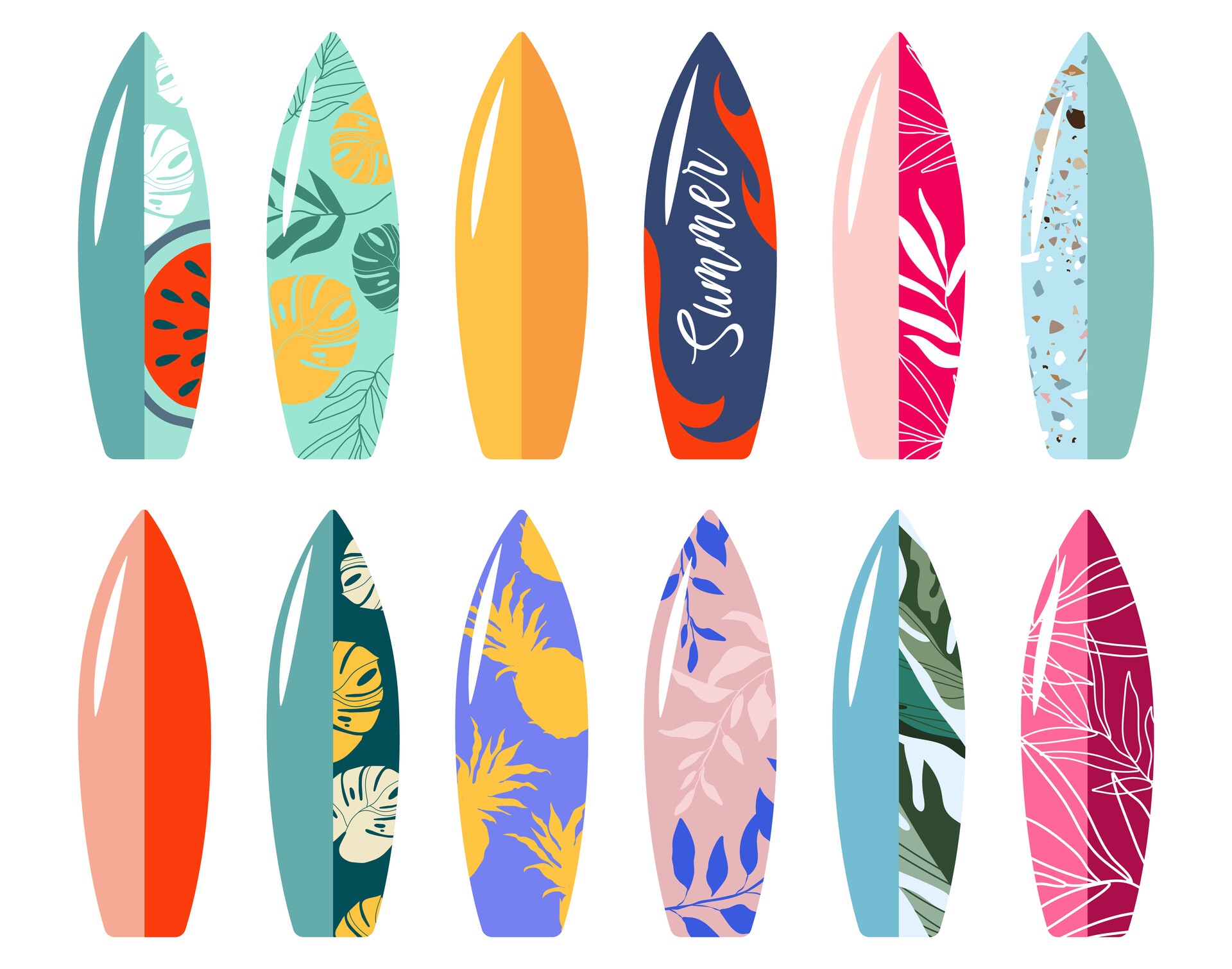 ArtStation - Colorful collection of surfboards.