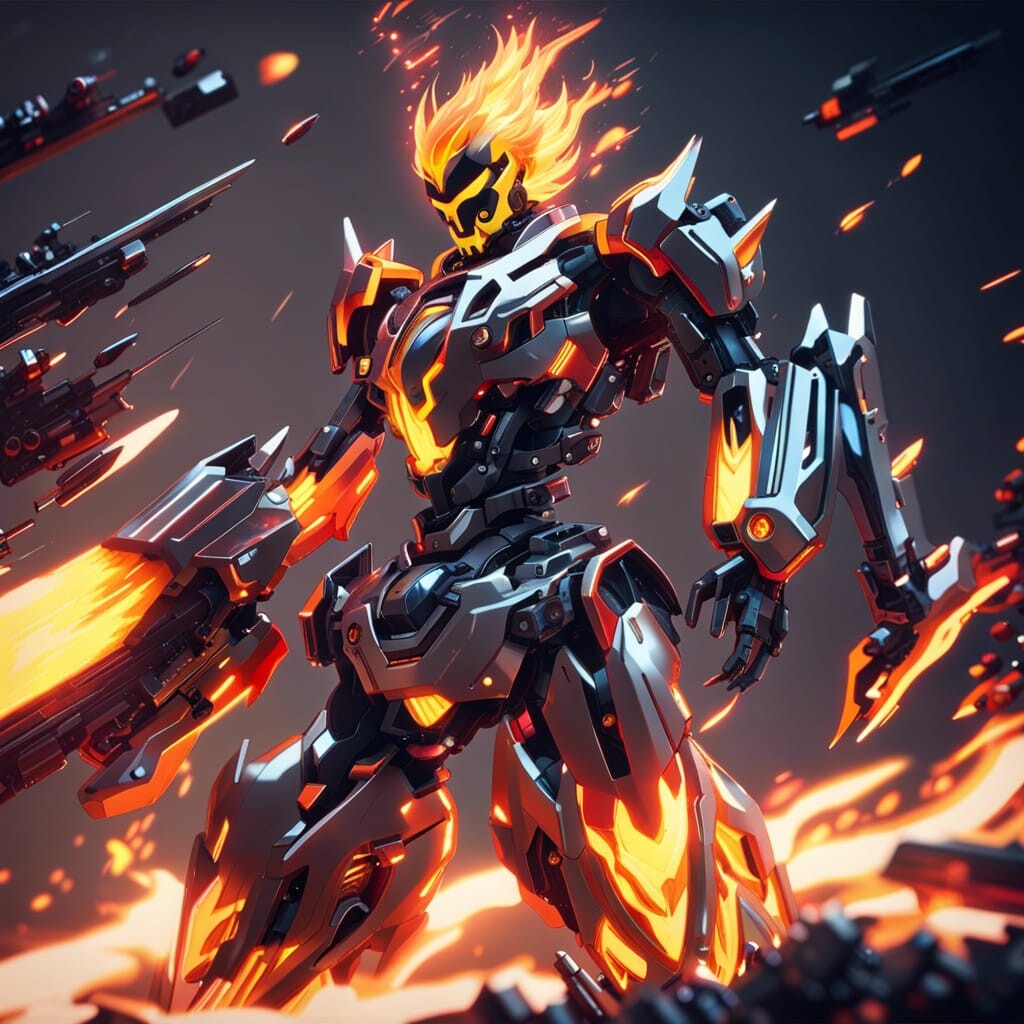 ArtStation - Ghost Rider Mecha with flames 🔥🔥