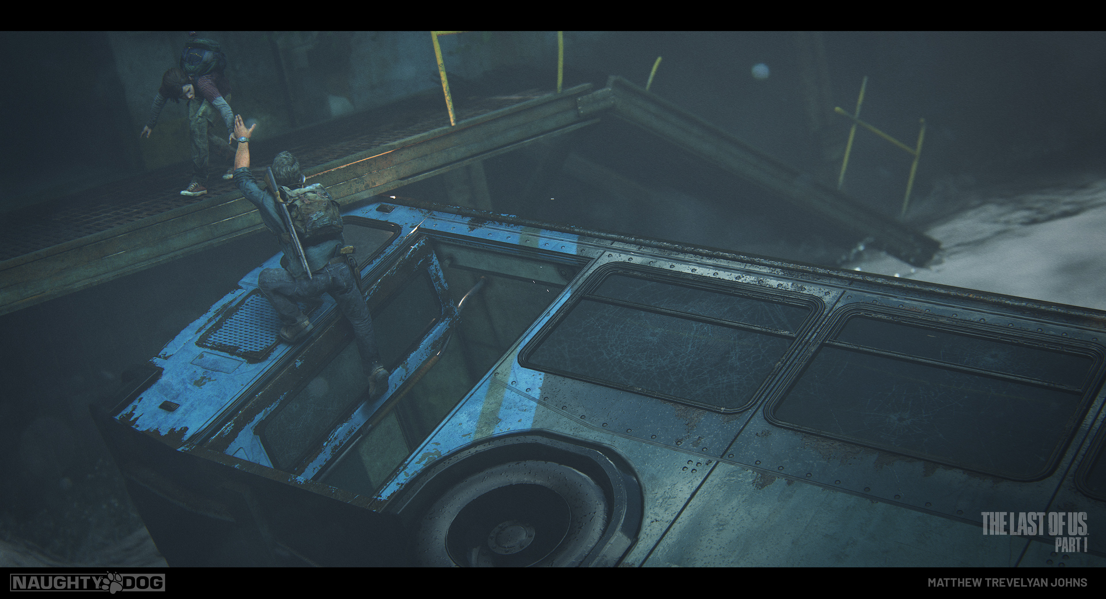 For the exterior shaders I relied on a raindrop and animating wetness streaks shader i'd made previously, an interesting challenge here was to have the glass elements of the bus sort with the alpha blend/refractive qualities of the water shaders 