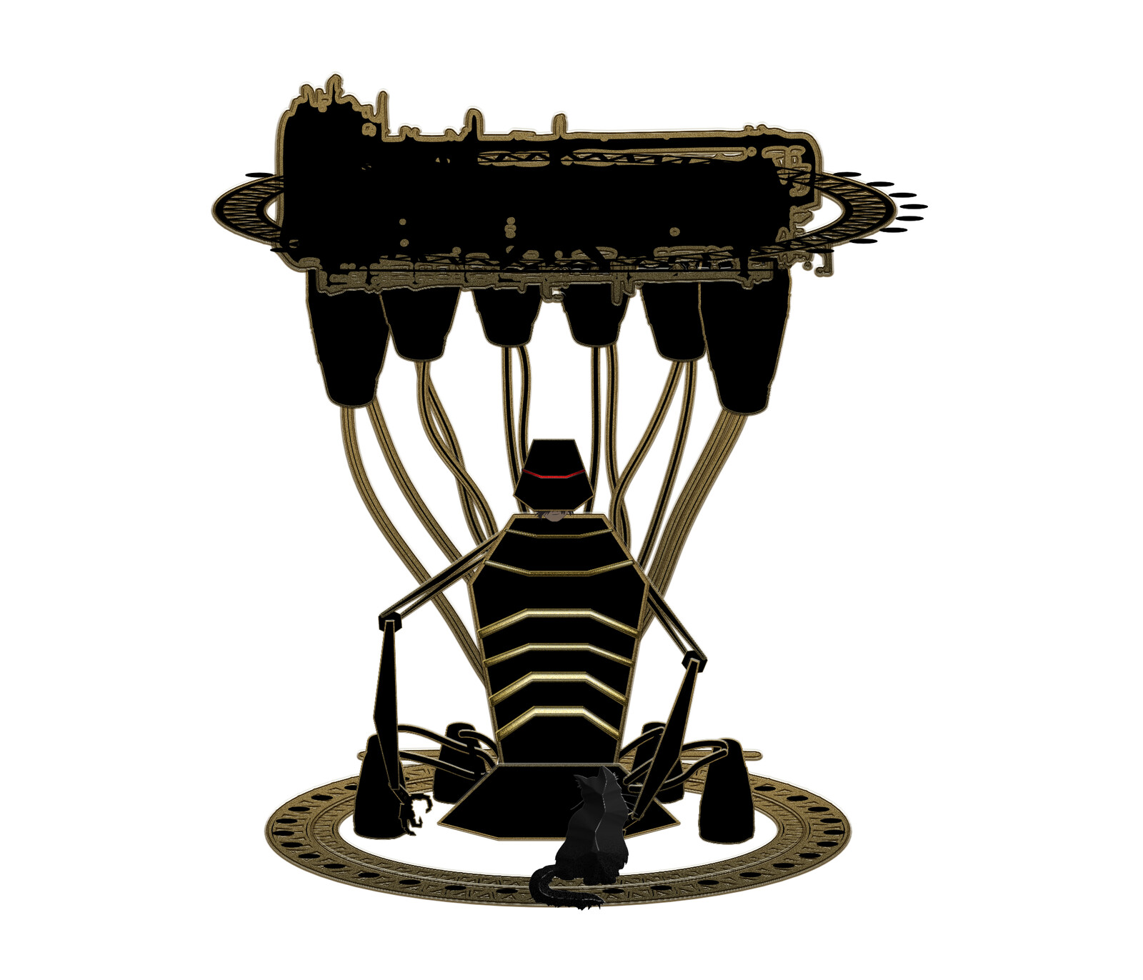 Concept art of one of the story's main villains, an ancient human surviving on machines. Made with Adobe Illustrator.
