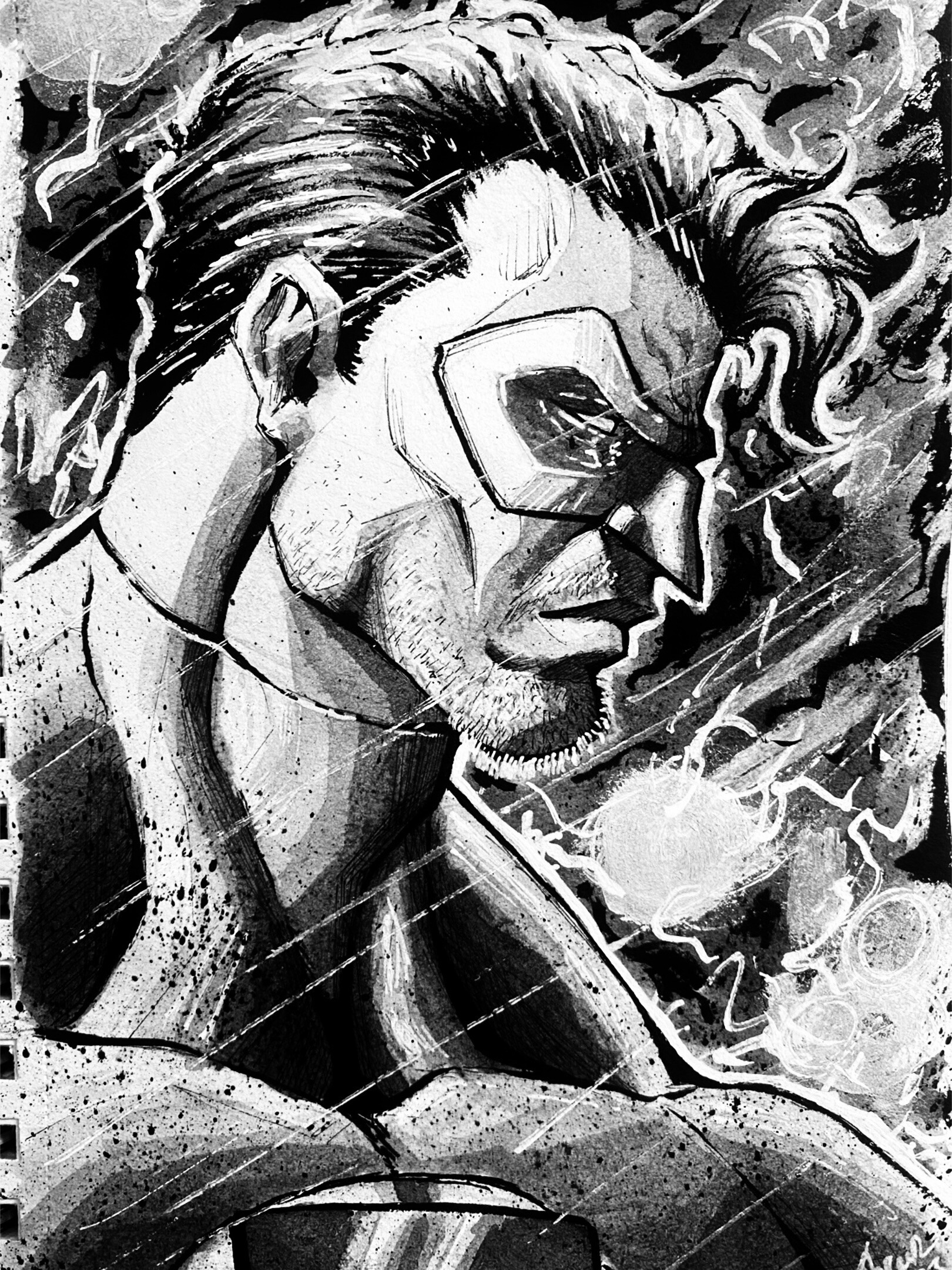 Hal Jordan Green Lantern John Stewart Black and white Sketch, dc comics,  lantern, fictional Characters, hand png | PNGWing
