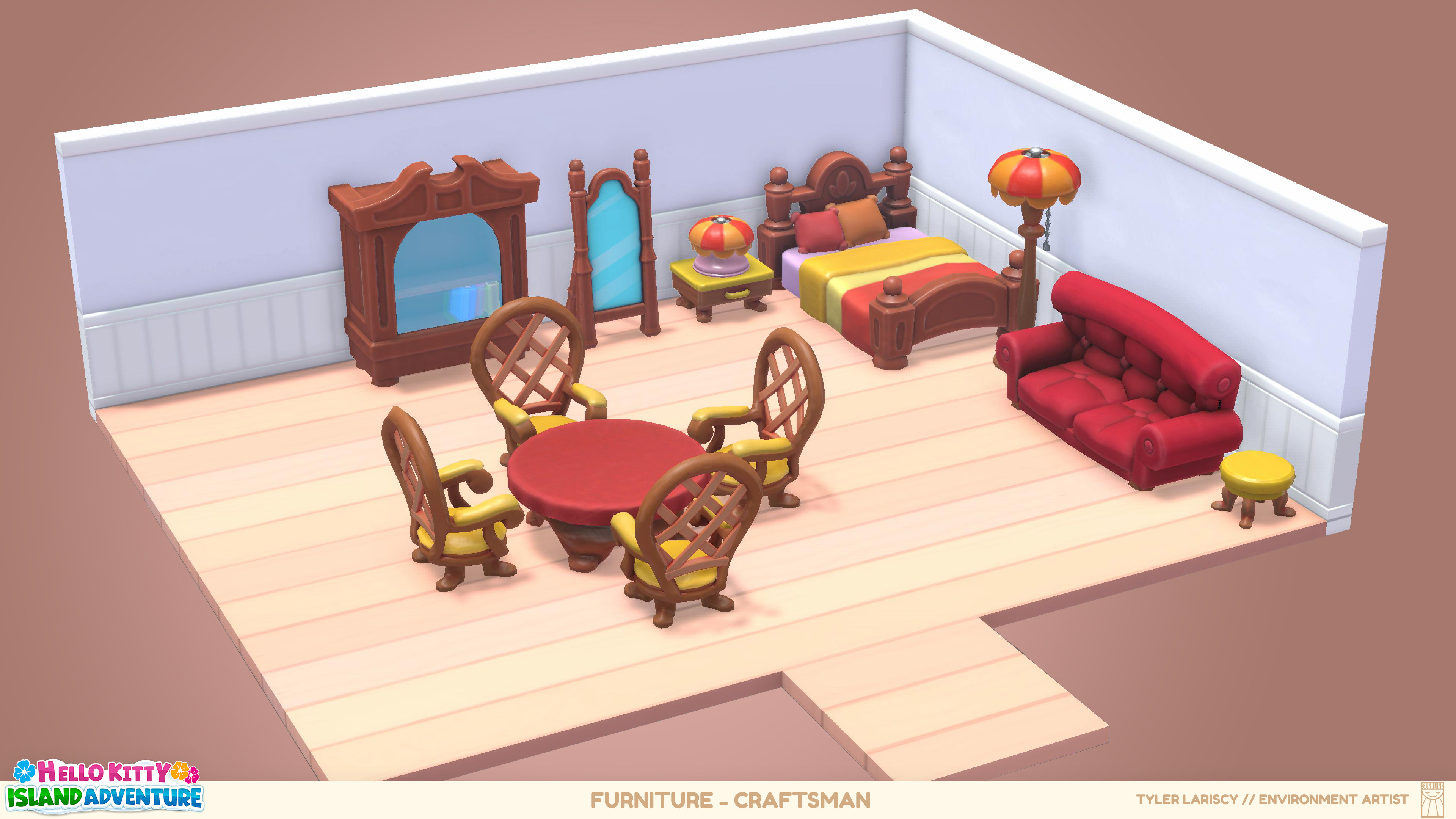A craftsman themed furniture set.