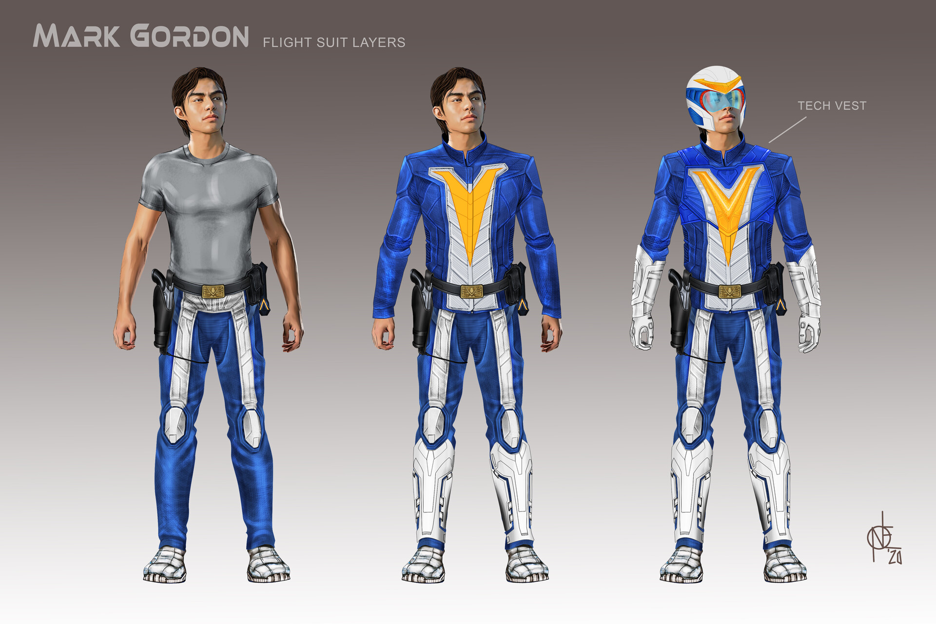 Noel Flores Ippei Mine (Mark Gordon) Character Dev Designs