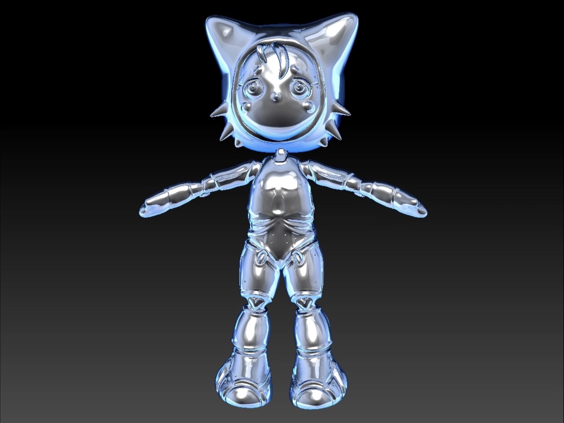 Metal Sonic D, blue and white robot cat character illustration