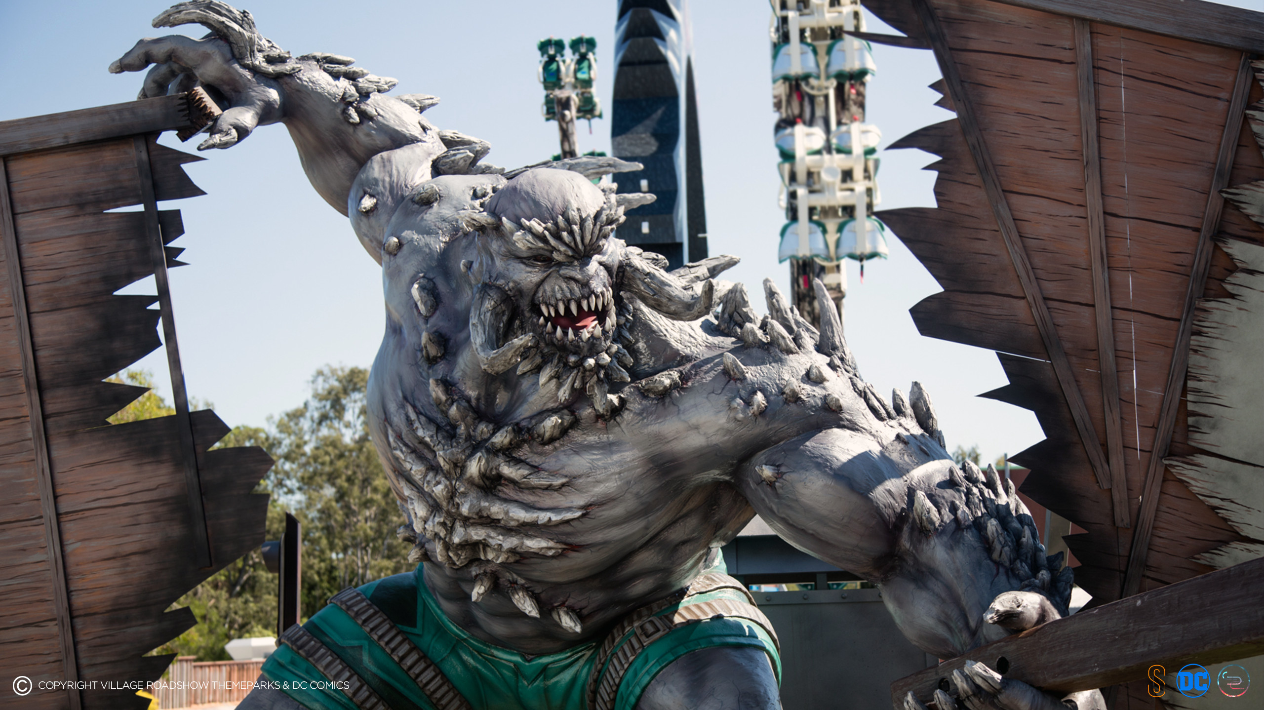 Photos of the final sculpture installation at Movieworld Aus.