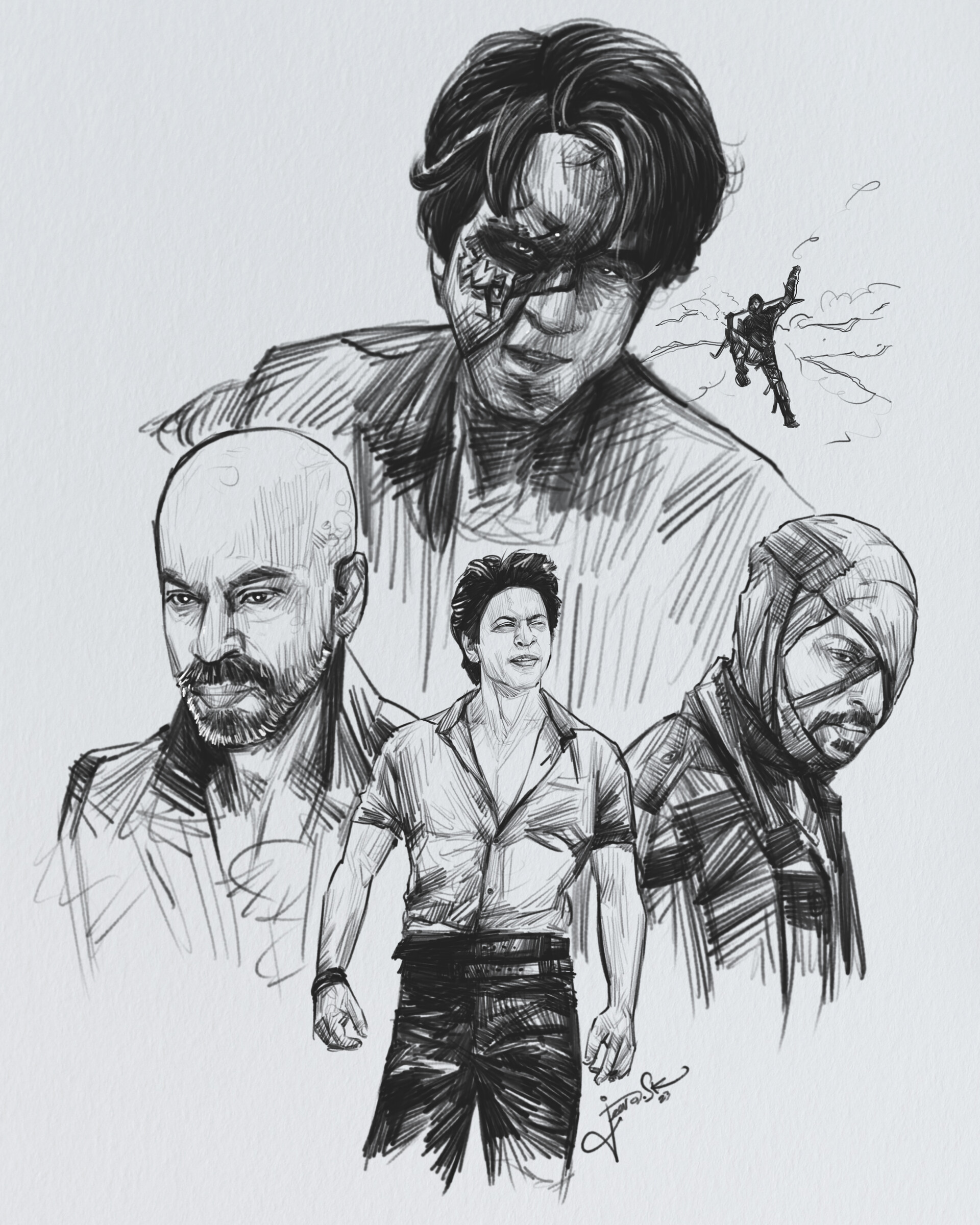 Shah Rukh Khan Pathaan Drawing  Pathaan movie Drawing  SRK Drawing  Outline  Drawing  YouTube
