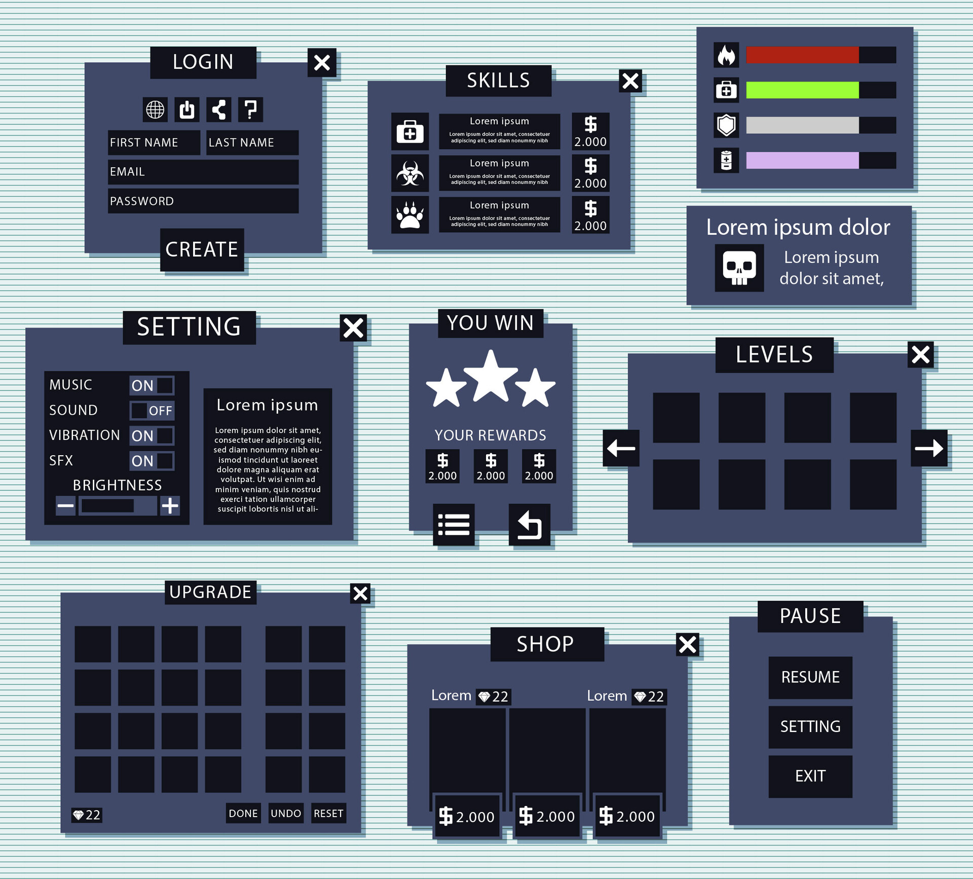 FREE Game user interface (game asset pack) by SunGraphica on