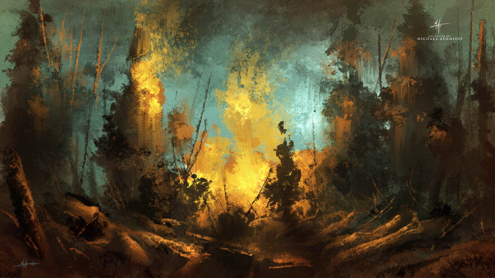 Burning Forest - Concept Art - Landscape Forest Painting
