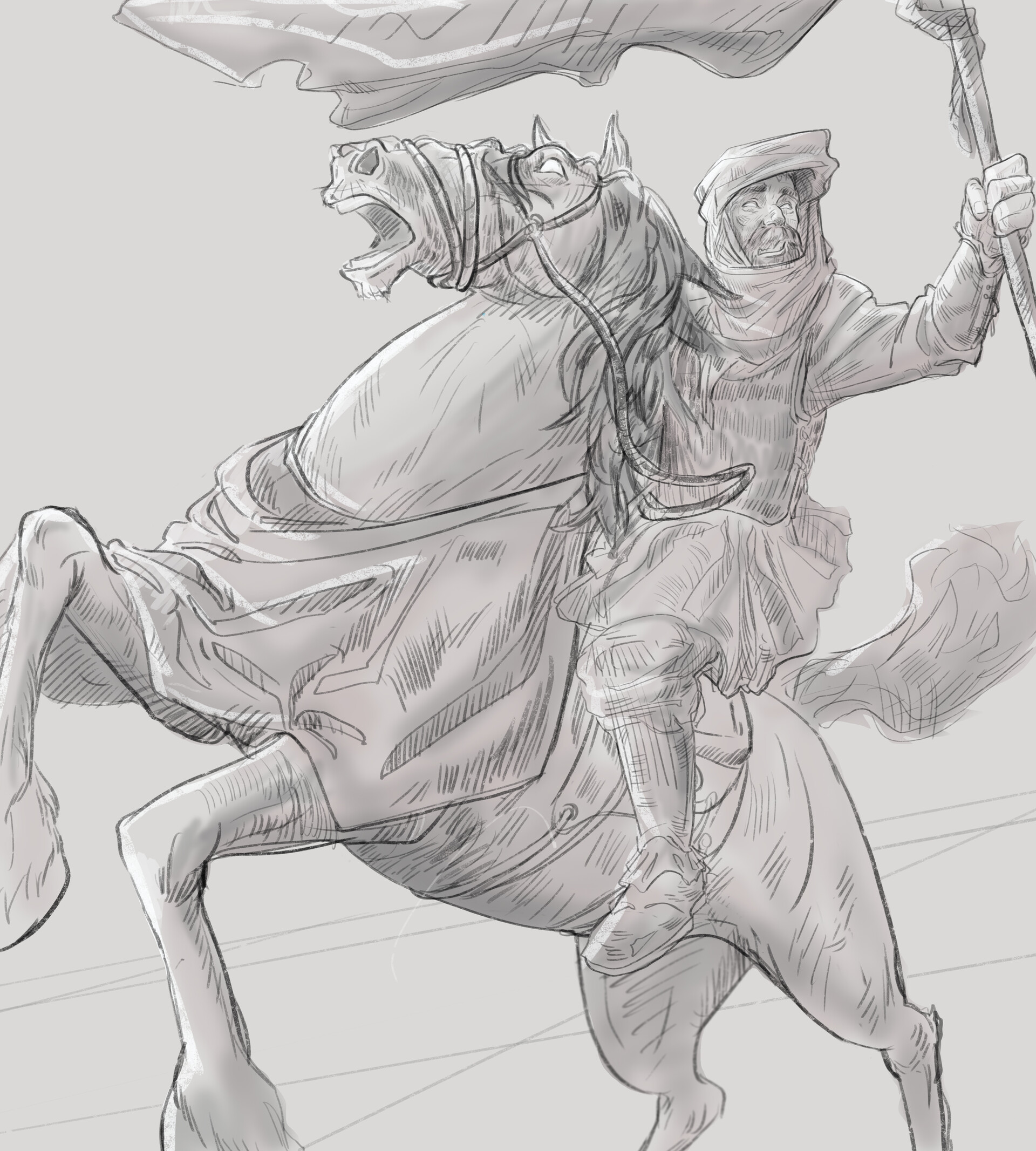 ArtStation - Knight riding a horse, image size:1920x2133