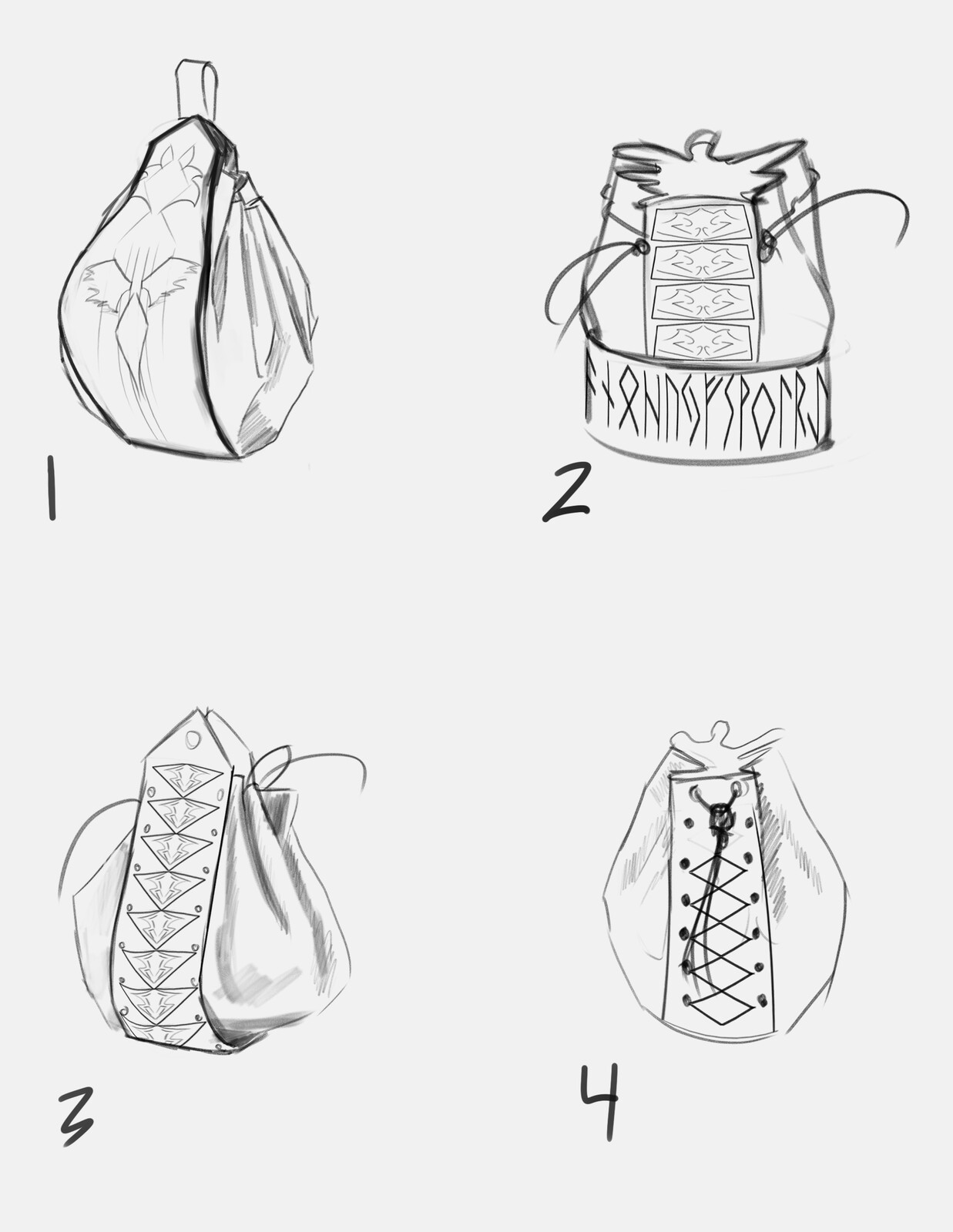original concepts for pouch.
