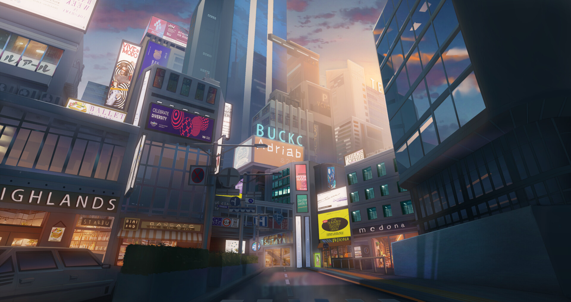 ArtStation Animation scene Twilight city