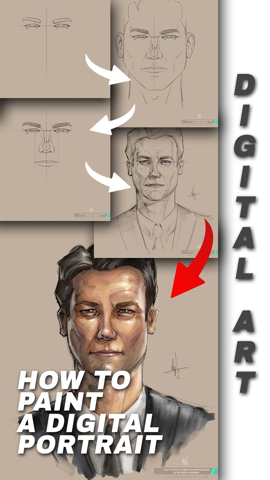 10 Easy Steps - How to Paint a Digital Portrait Painting