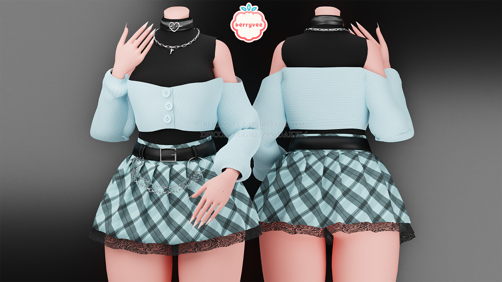 ArtStation - Shoulderless Cardigan Outfit [3D CLOTHING ASSETS] [VRCHAT]