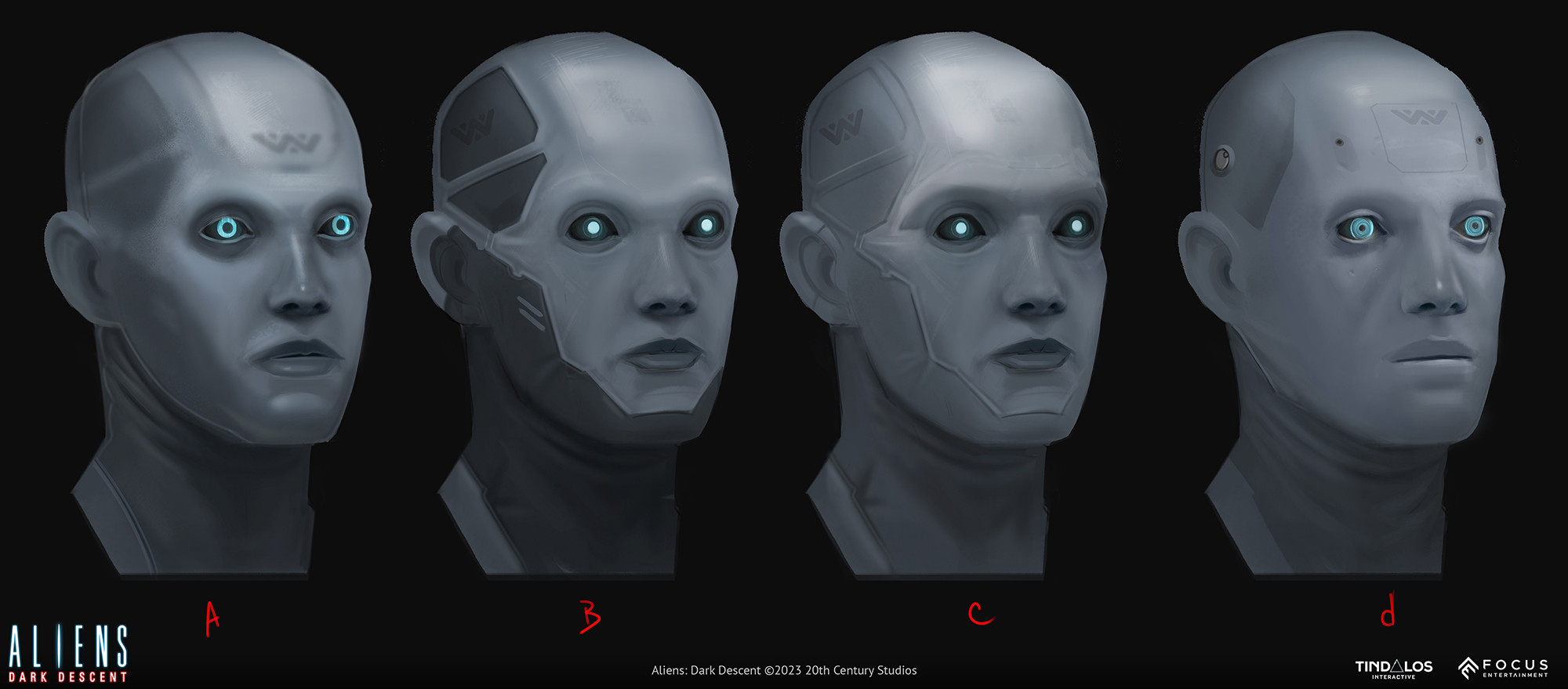 Head research Concept art for the Android Daniel