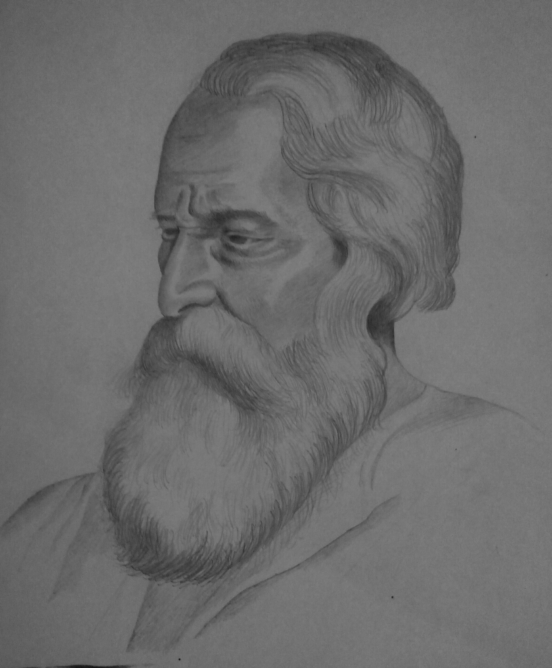 Portrait Of Rabindranath TagoreÂ By Harshita Arora, Drawing Fine Art for  Sell