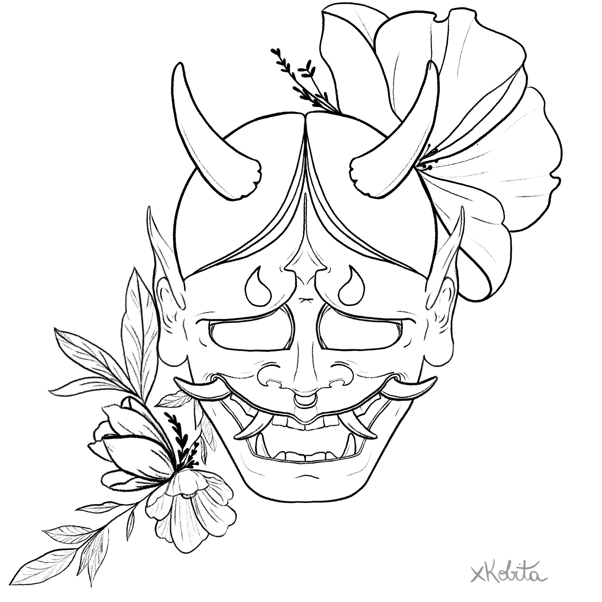Design a japanese hannya mask tattoo for you by Mizoudesigner | Fiverr