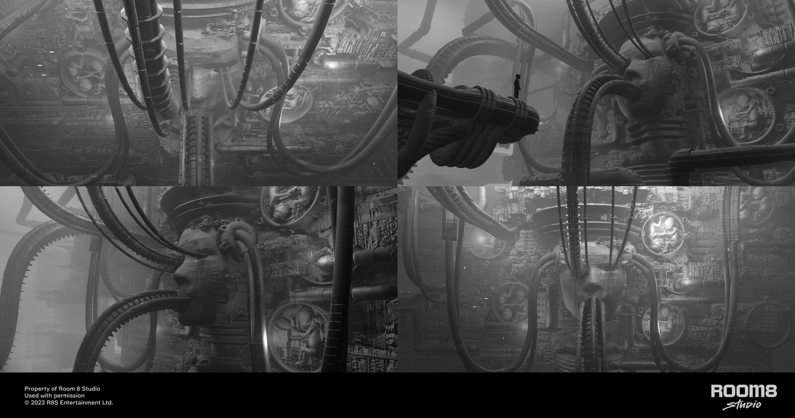 various camera angles/shots based on the 3rd composition sketch