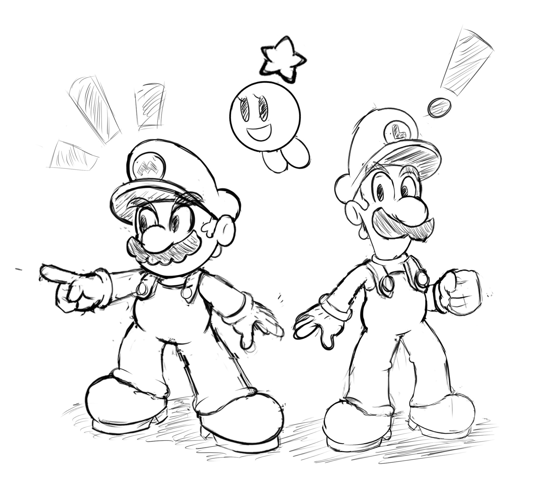 Luigi sketch page : r/Mario