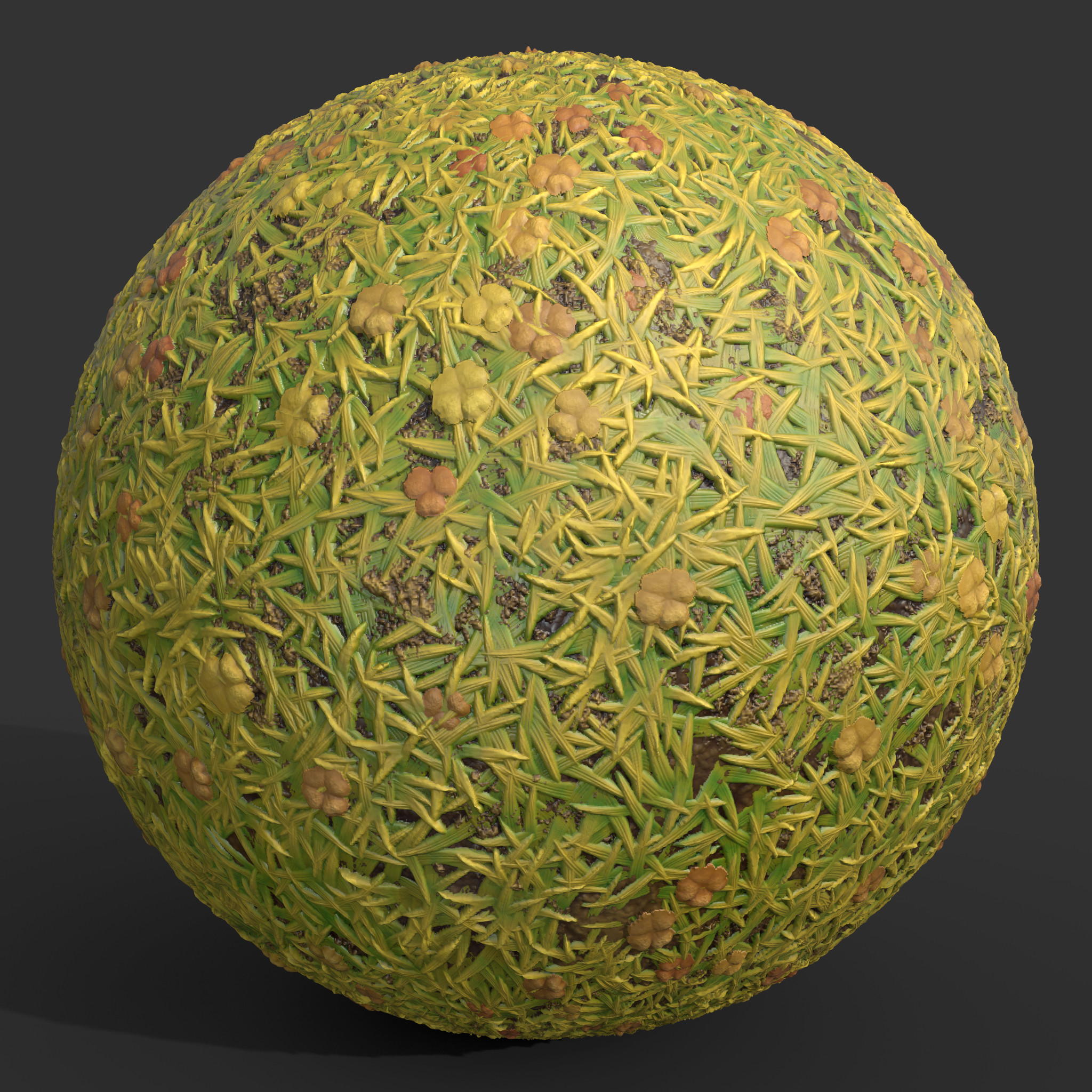 Created following a tutorial from Adobe on stylized grass. Modified to be less stylized and more inline with the other materials.