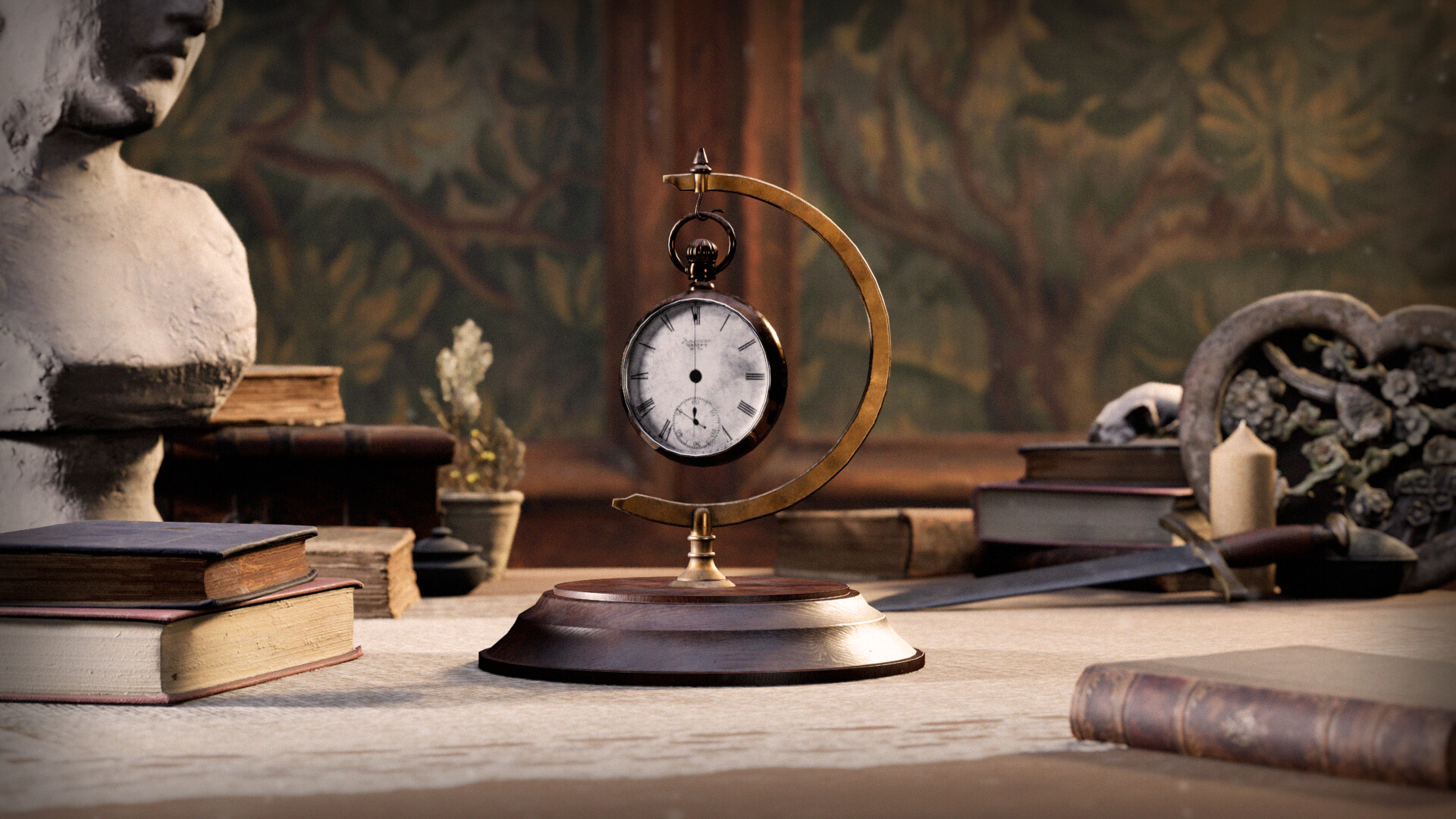 Antique pocket top watch stand