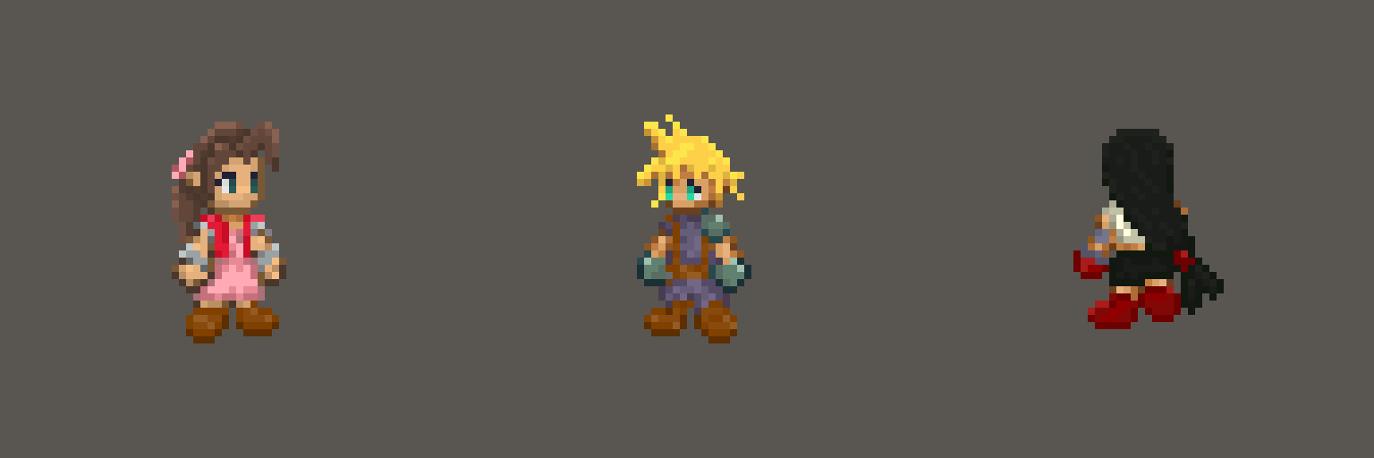 Character Sprites (Aerith, Cloud, Tifa)