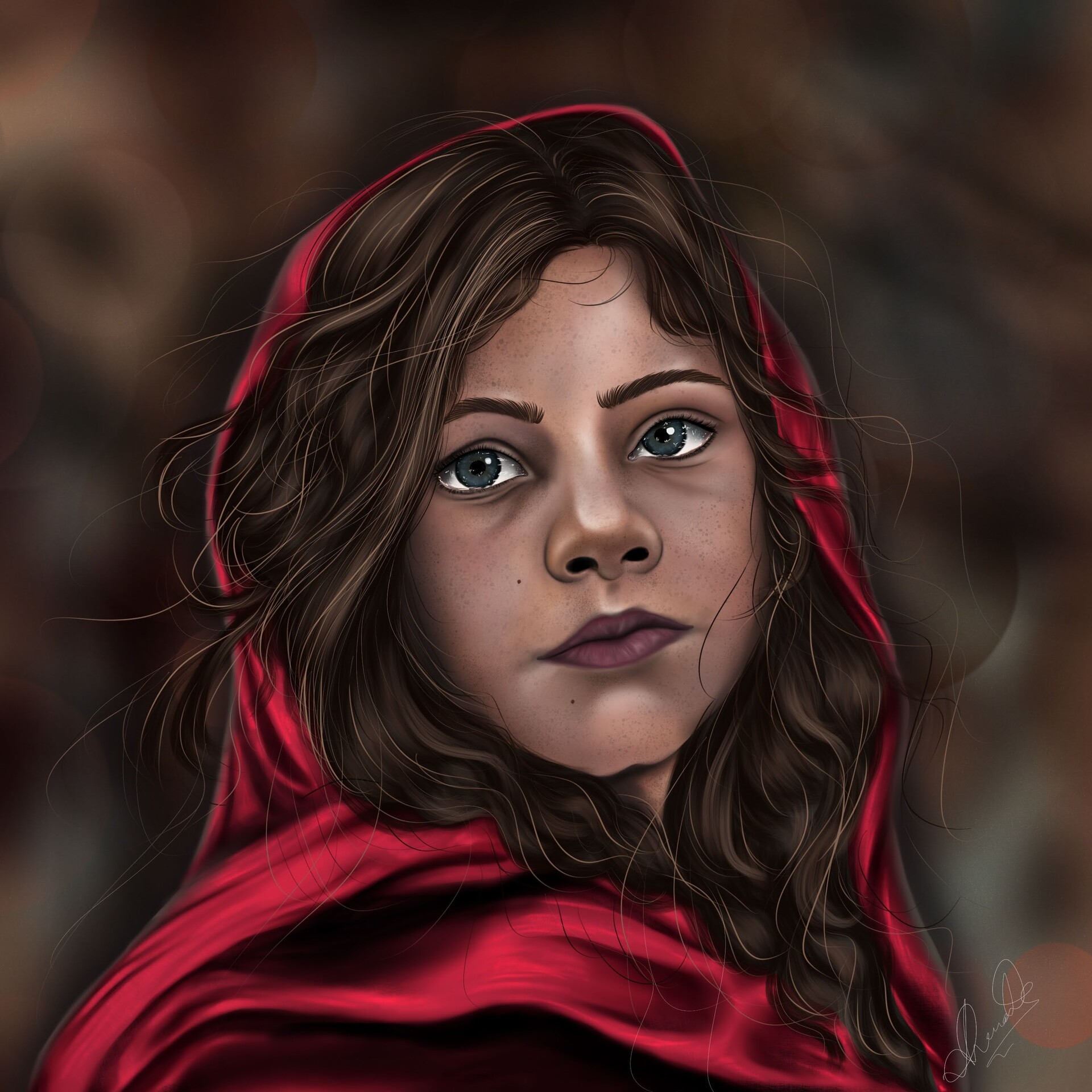 Artstation red scarf girl