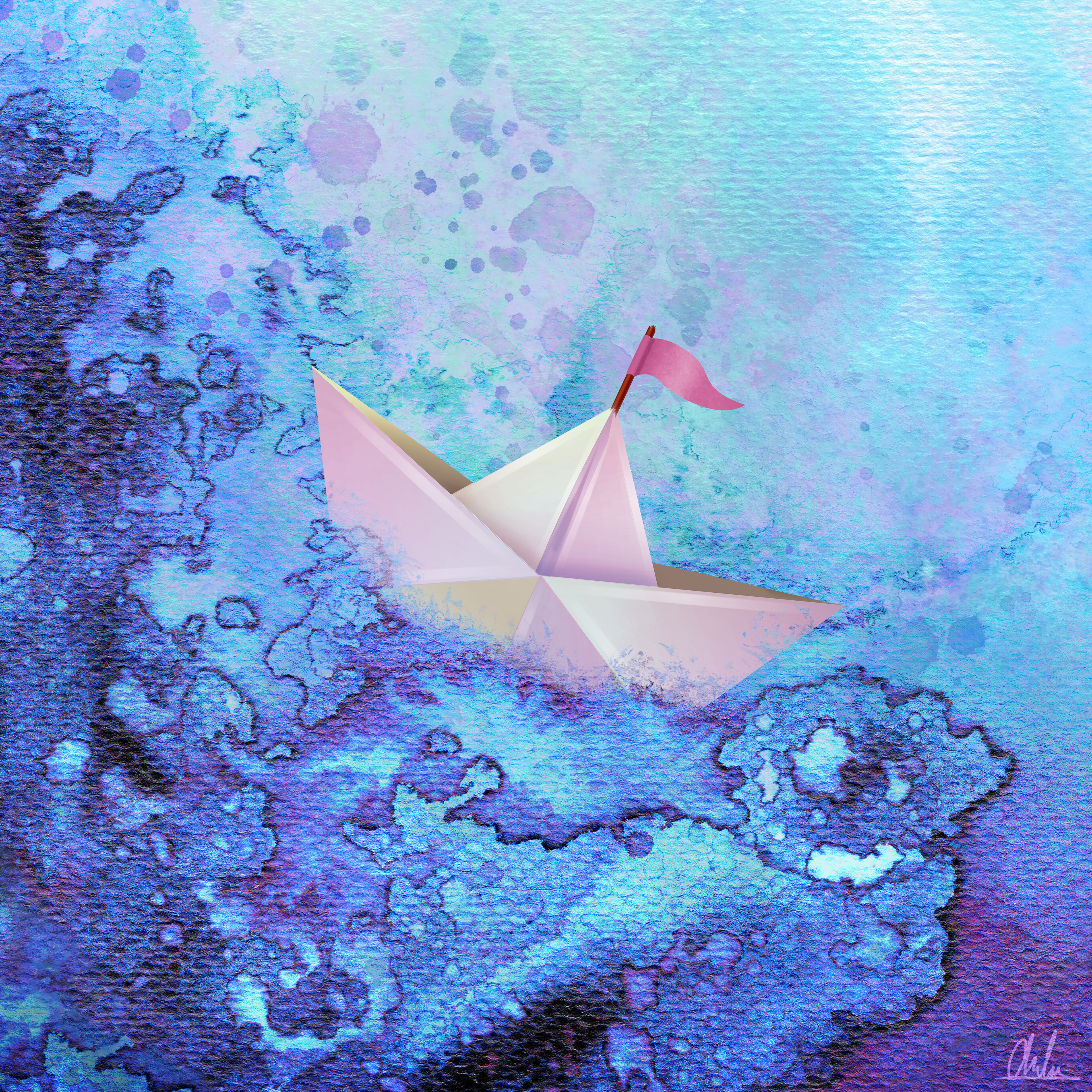 Paper Boat in Watercolour