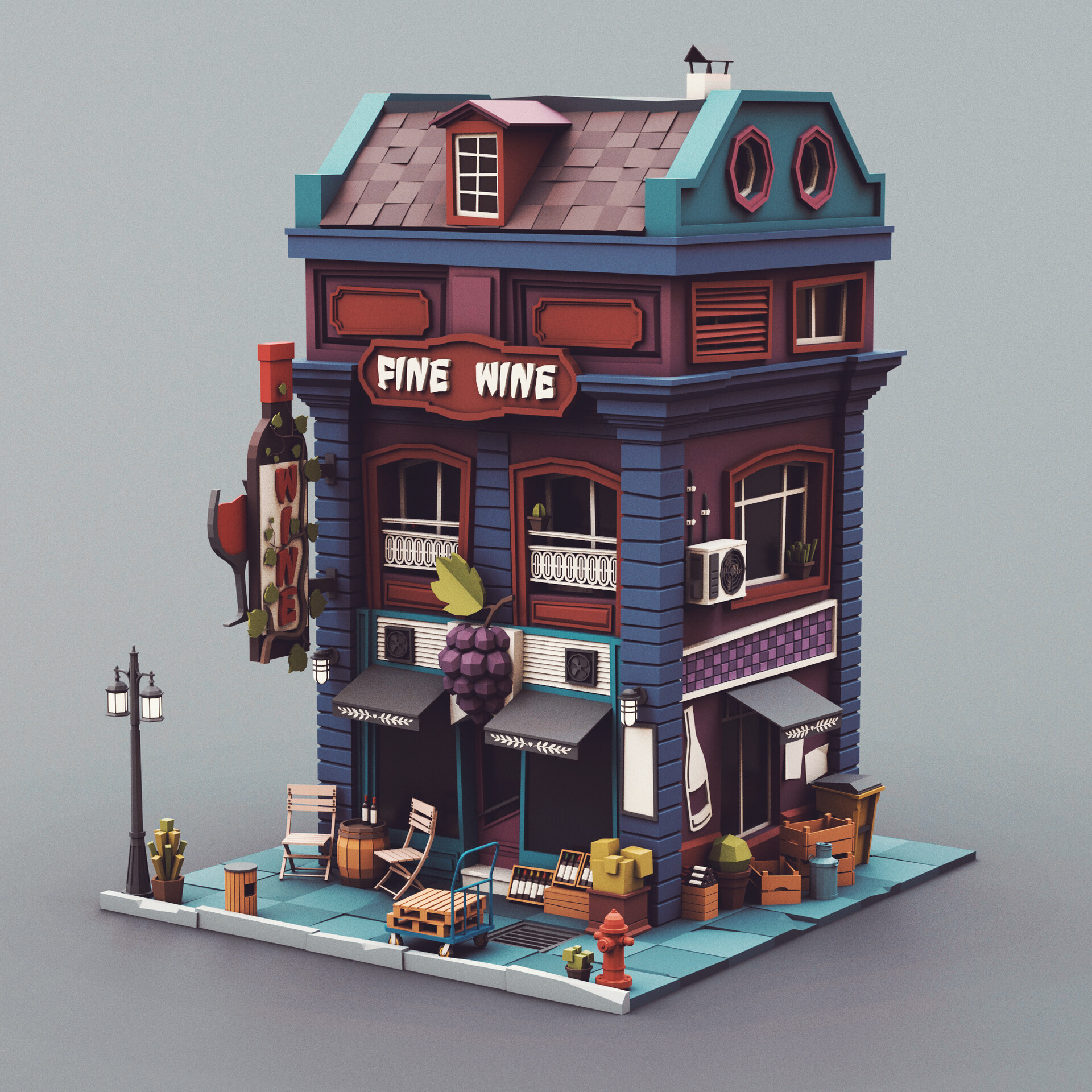 ArtStation - Low poly Wine Shop 01