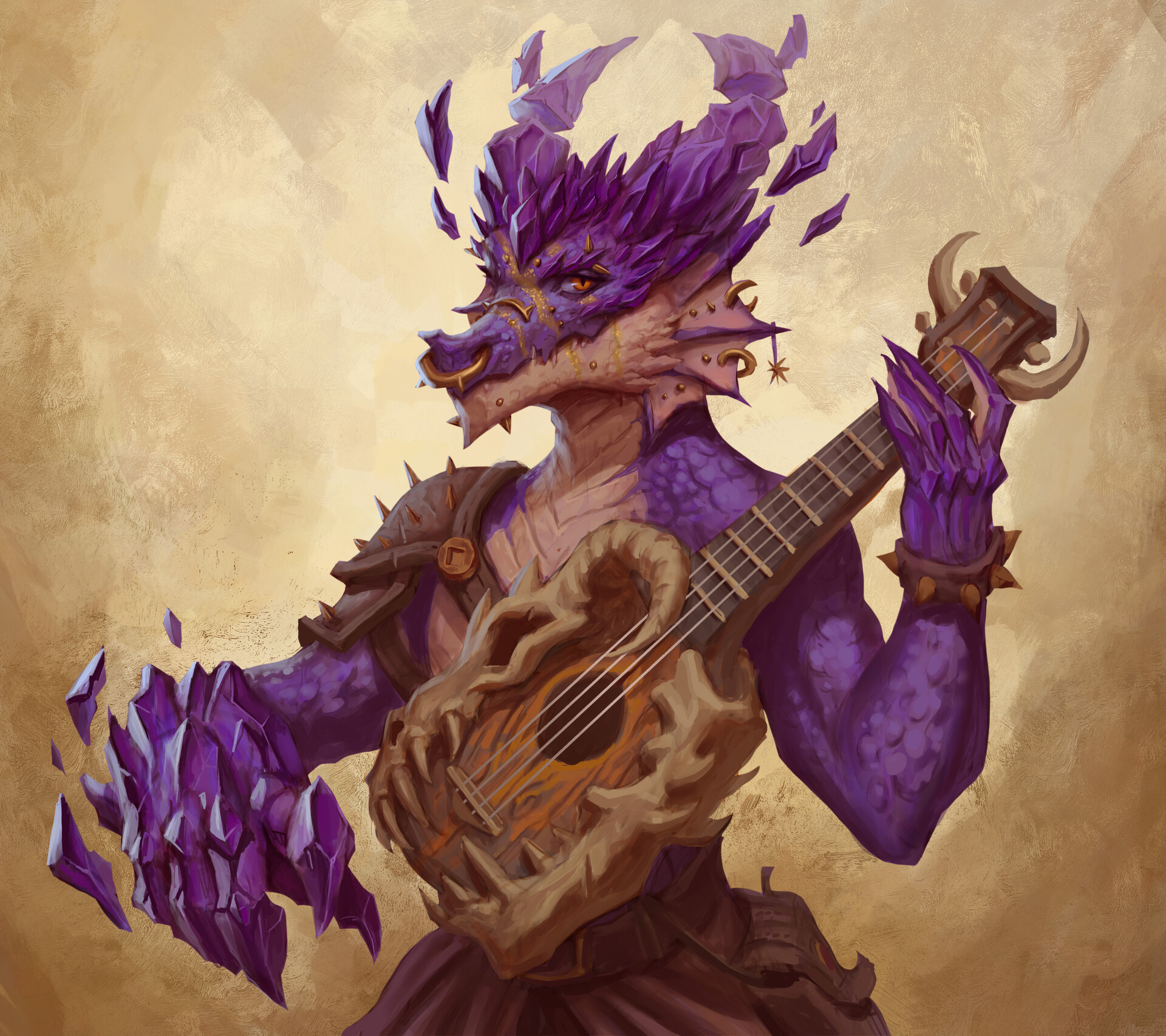 ArtStation - Revel, Amethyst Gem Dragonborn - D&D art commission