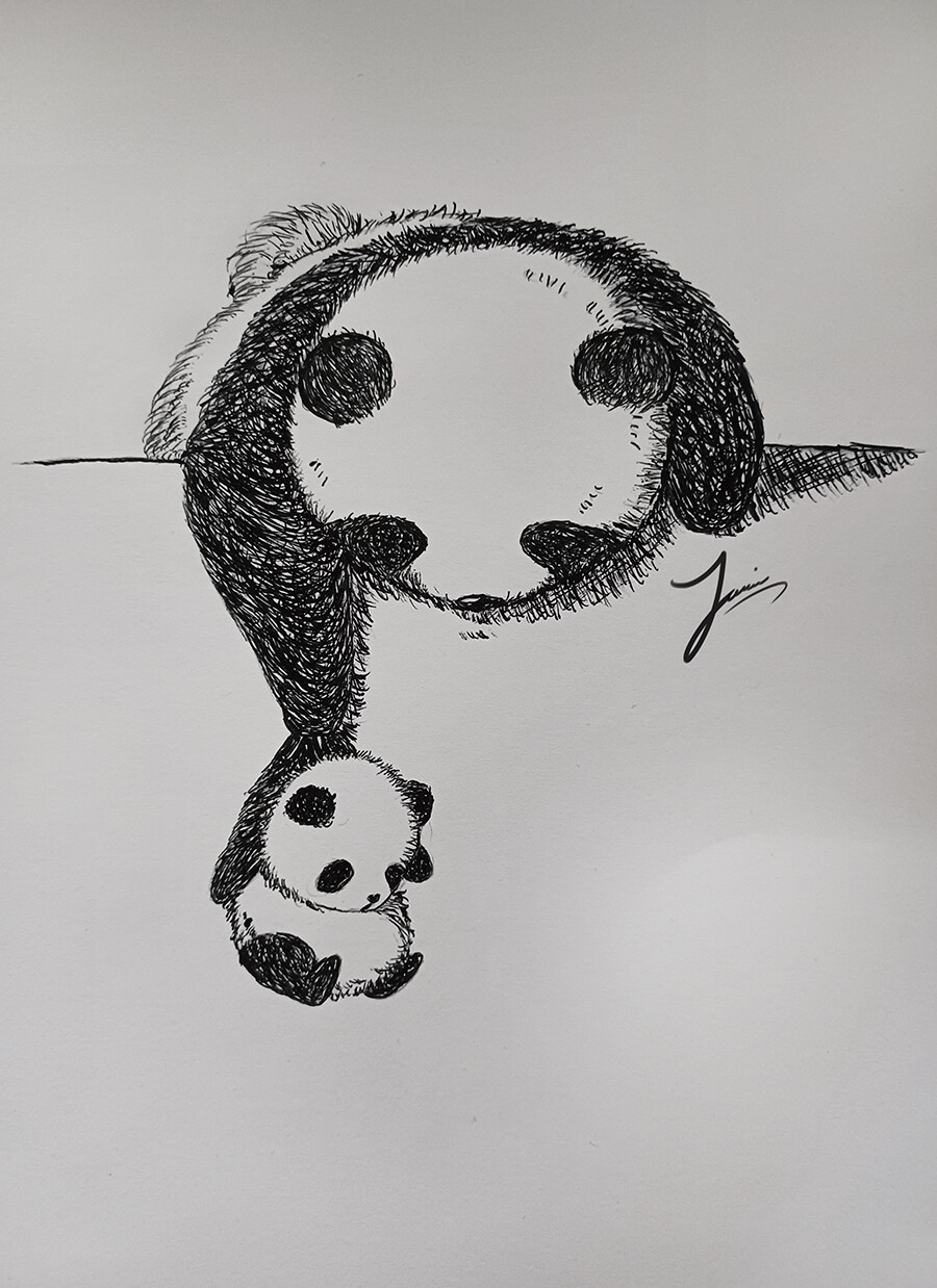 outline art for cute baby panda coloring...
