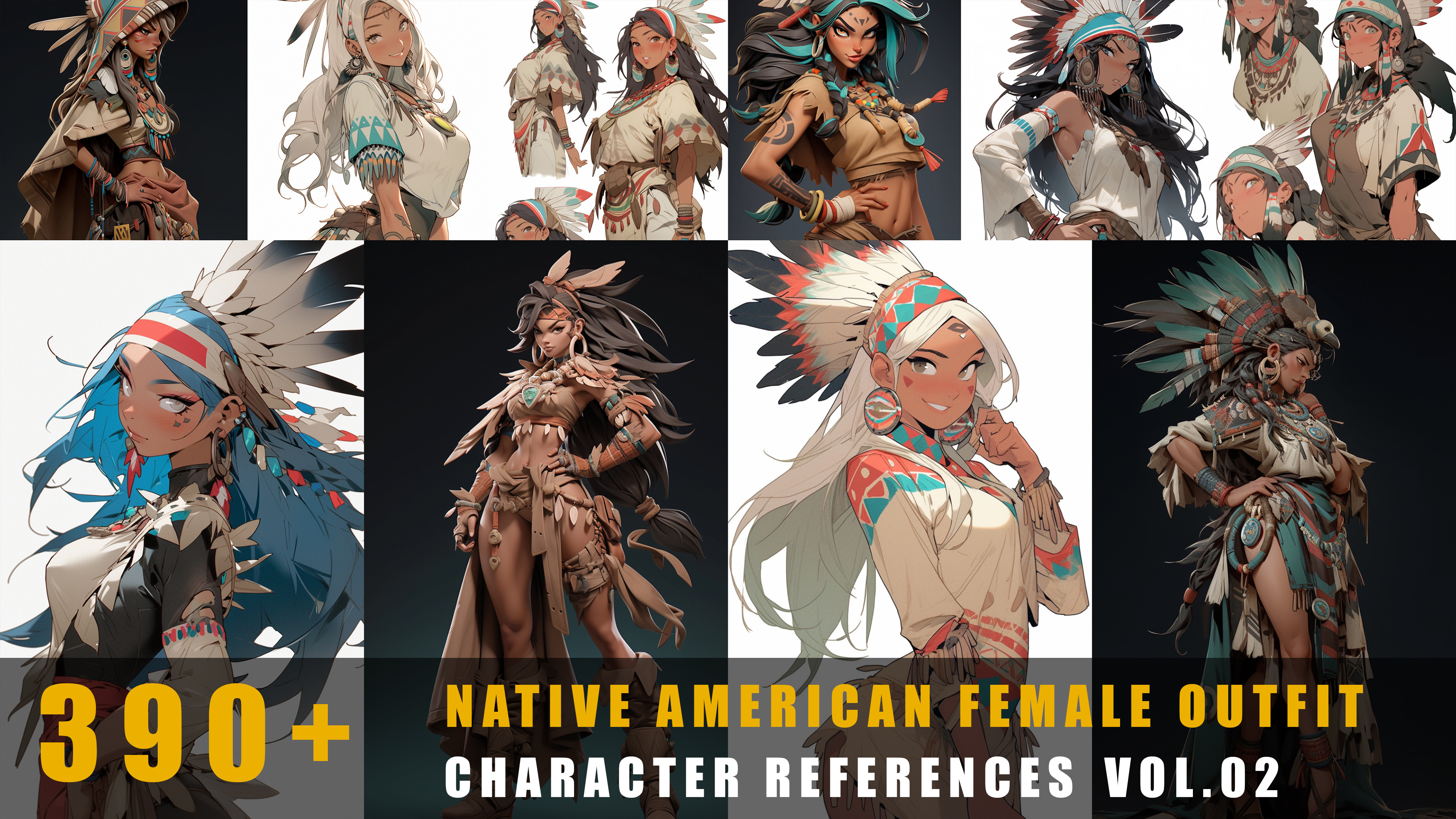 ArtStation 390+ Native American Female Outfit Character