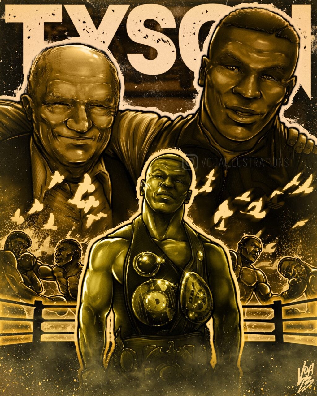 ArtStation - Molding a Champion: Mike Tyson \u0026 Cus D'Amato Fan Art, image size:1024x1280