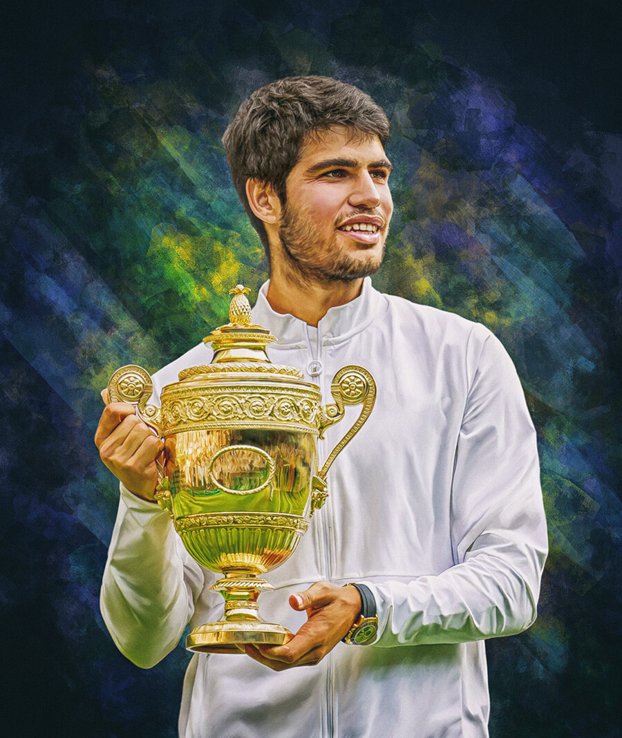 ArtStation Carlos Alcaraz Wimbledon 2023 champion. Digital artwork