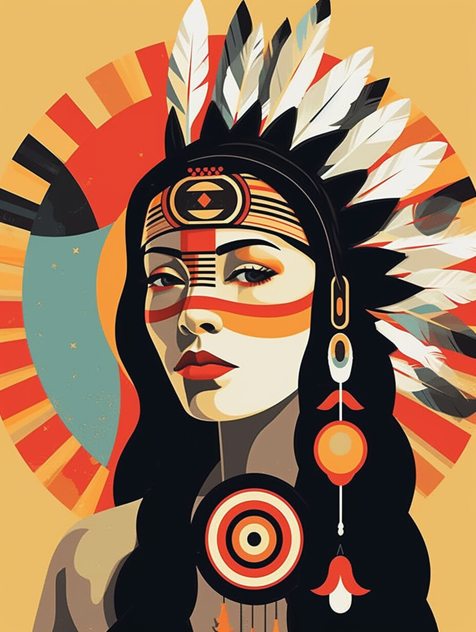 native american woman vector