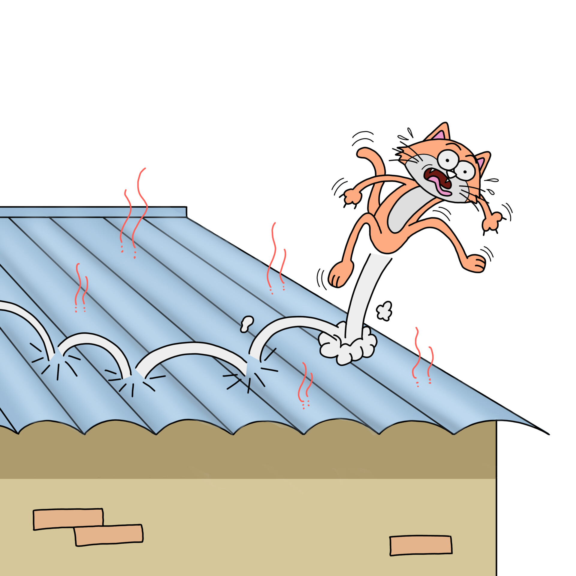 ArtStation Cat on hot roof Cartoon illustration commission