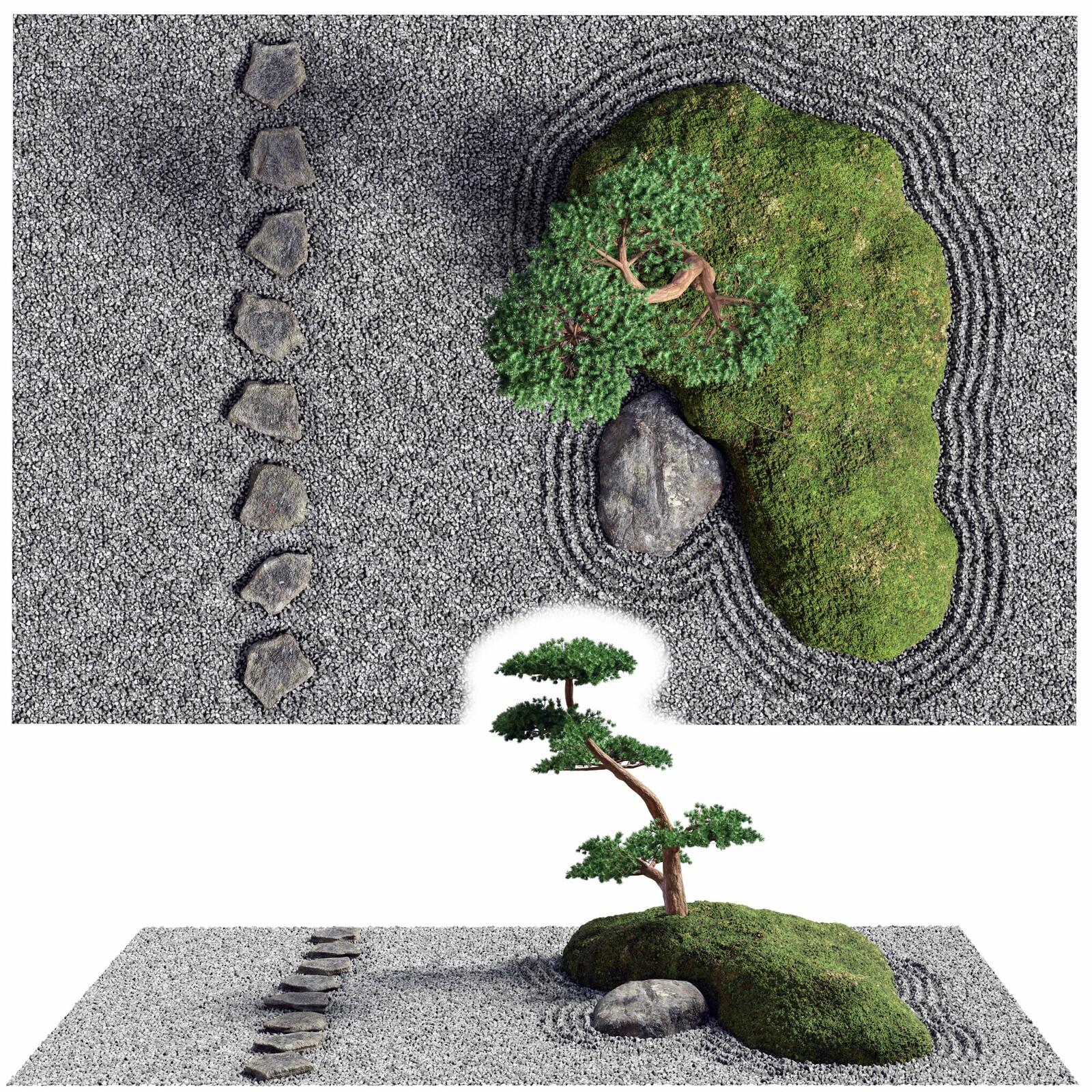 Japanese Rock (Zen) Garden 04 | PBR | Midpoly