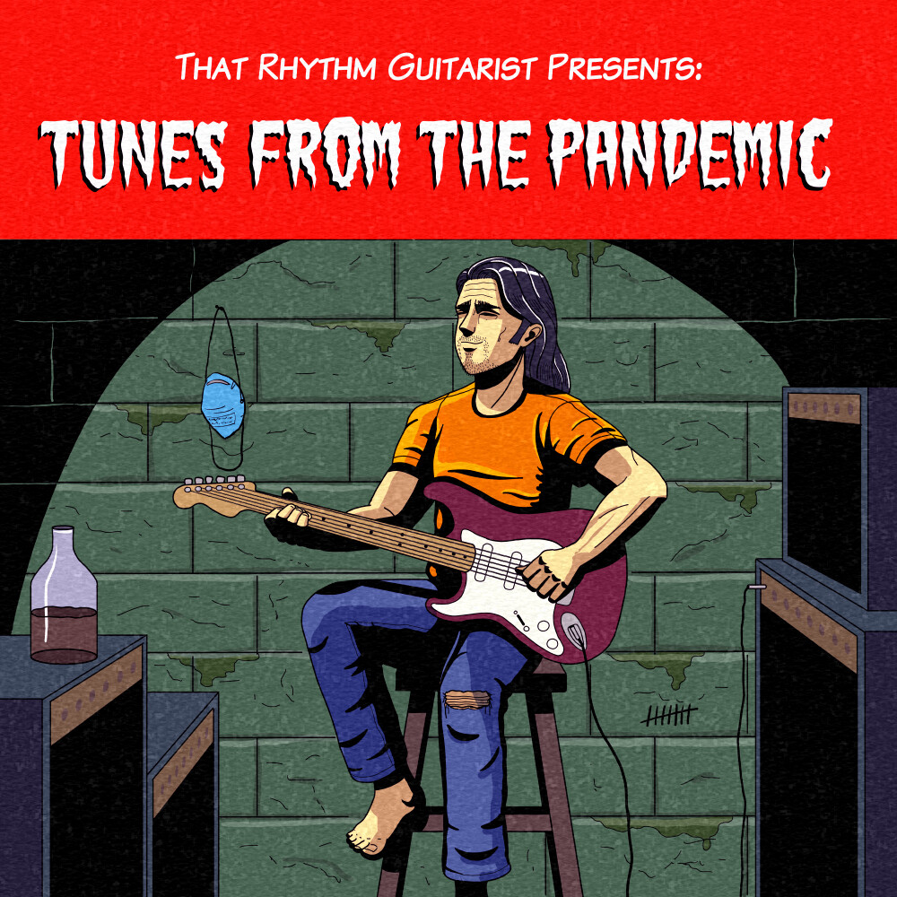 Cartoon album cover Illustration for Tunes From The Pandemic 