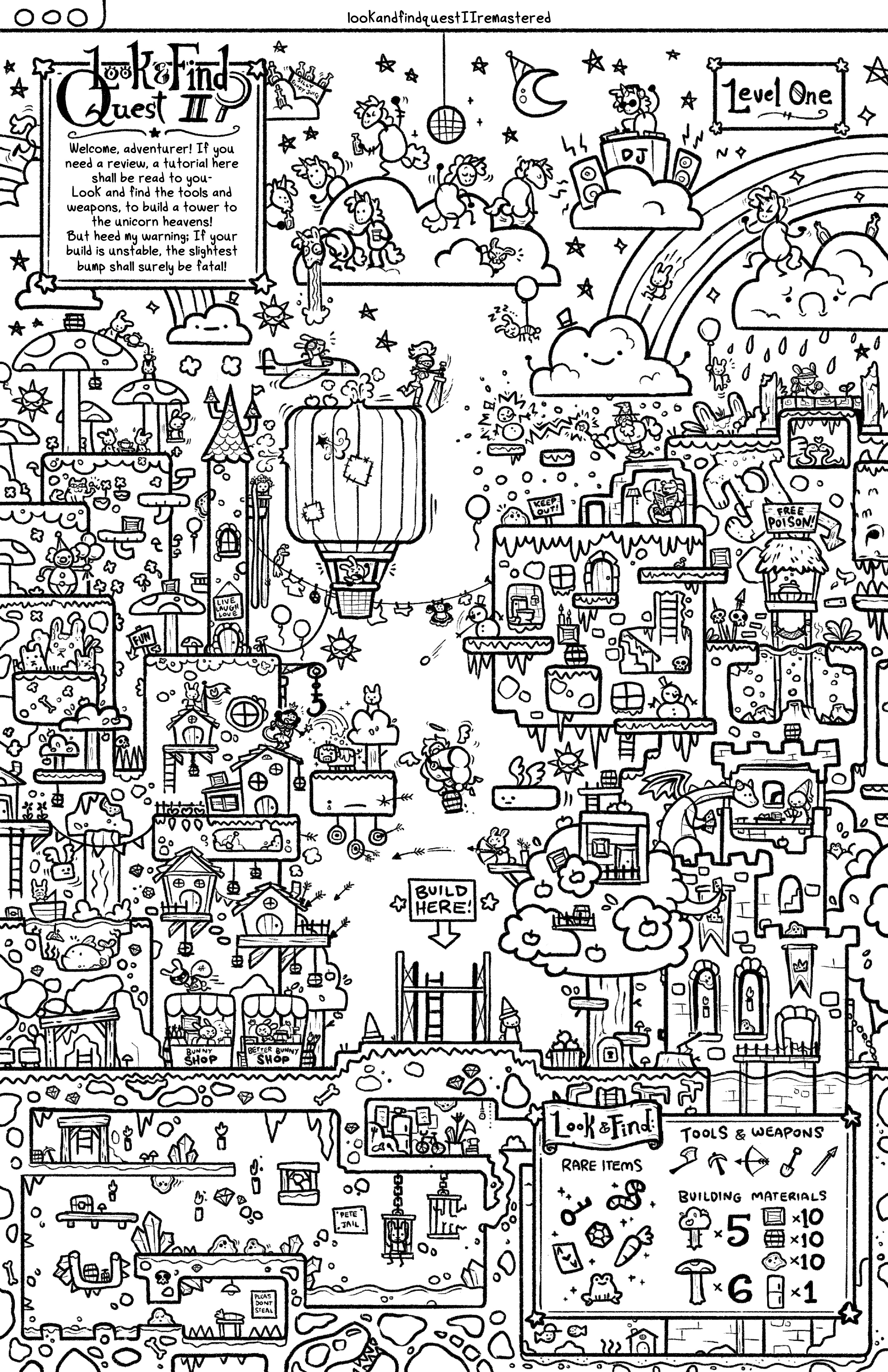 Look and Find Quest II Coloring Sheet