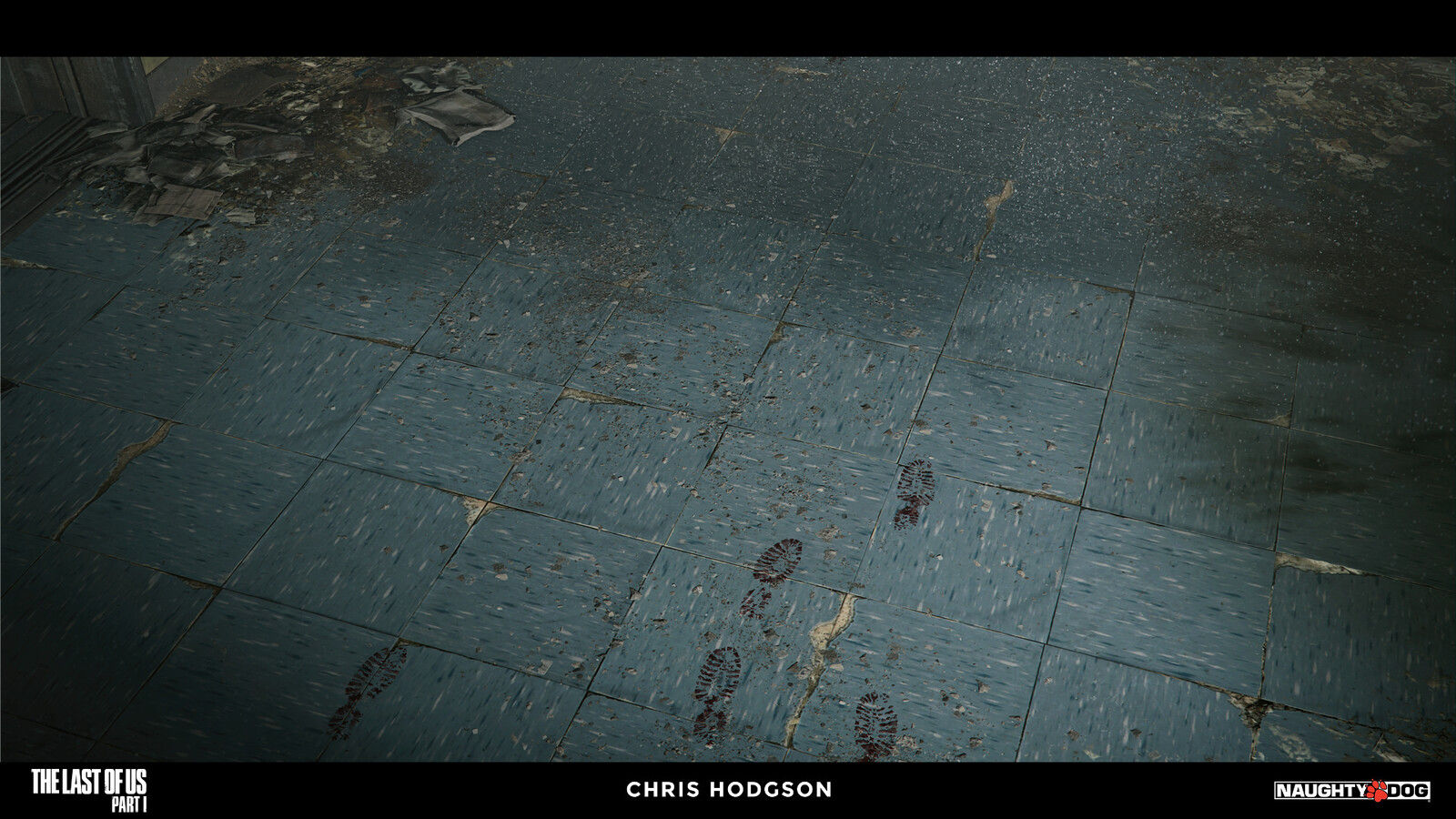 I created this linoleum floor material for the Naughty Dog material library. I am only responsible for creating the source material, not the blending, shader creation, or propping in the screenshot.