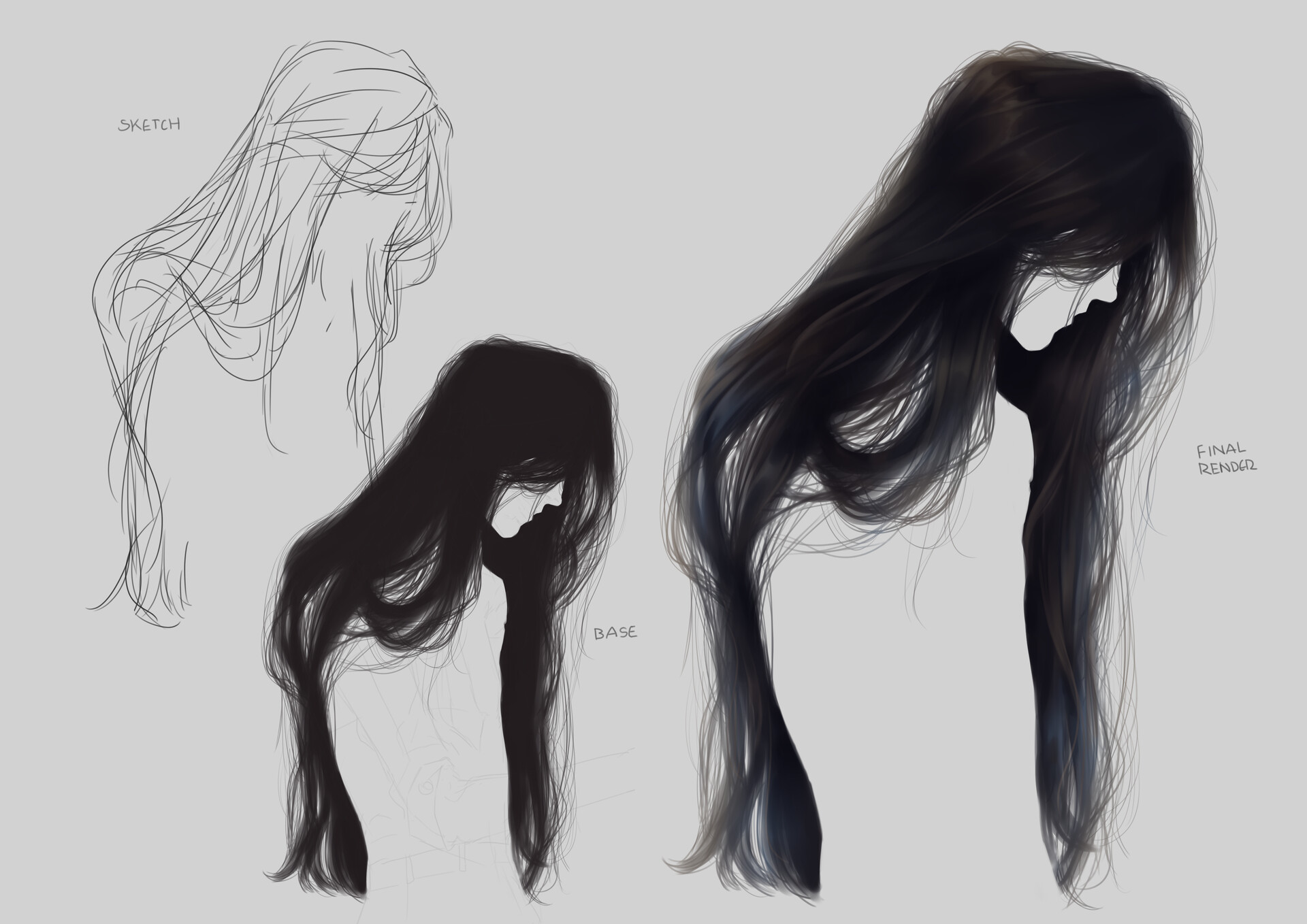 ArtStation - How To Draw Hair (Anime Render) W/Commentary