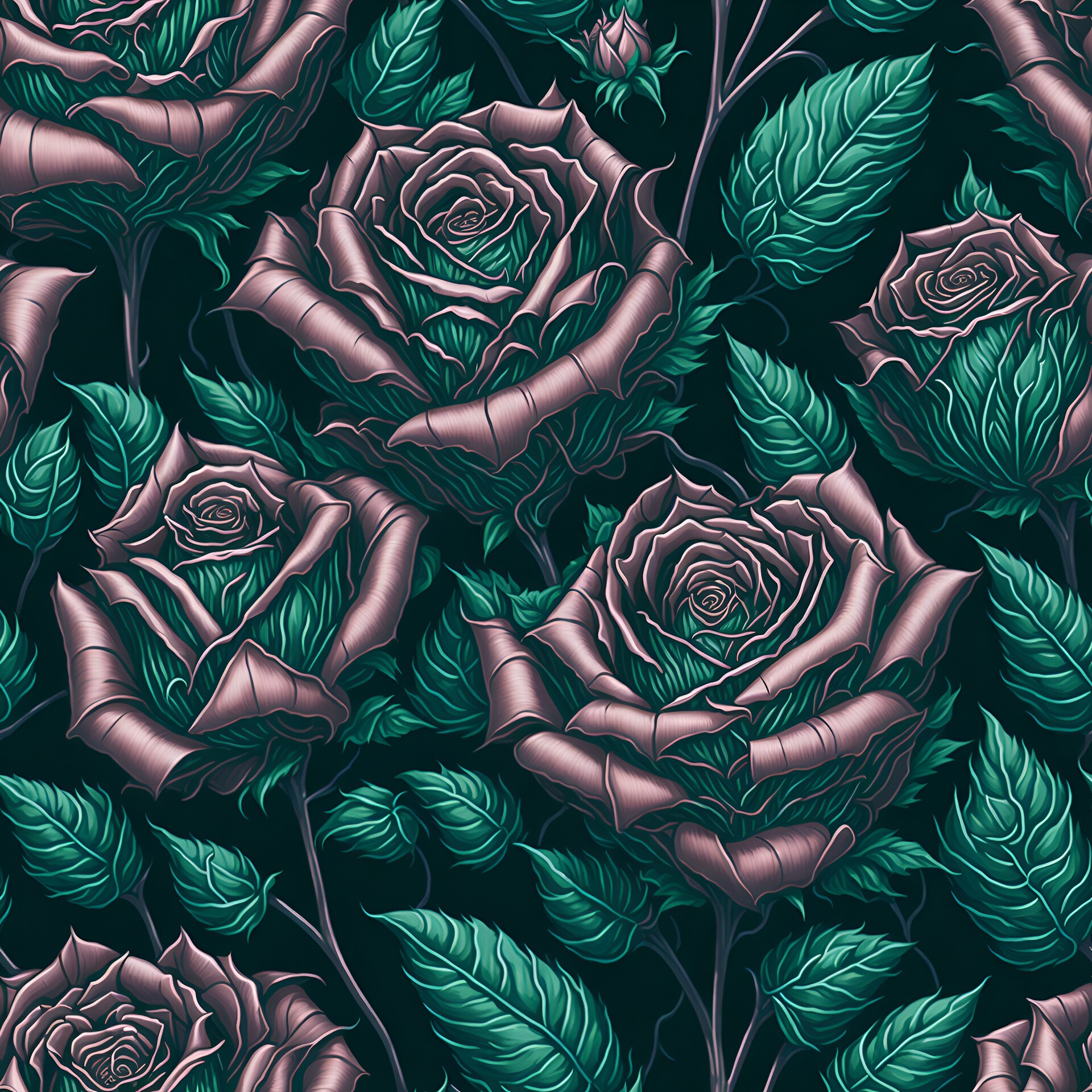 Black Rose Pattern Wallpaper
