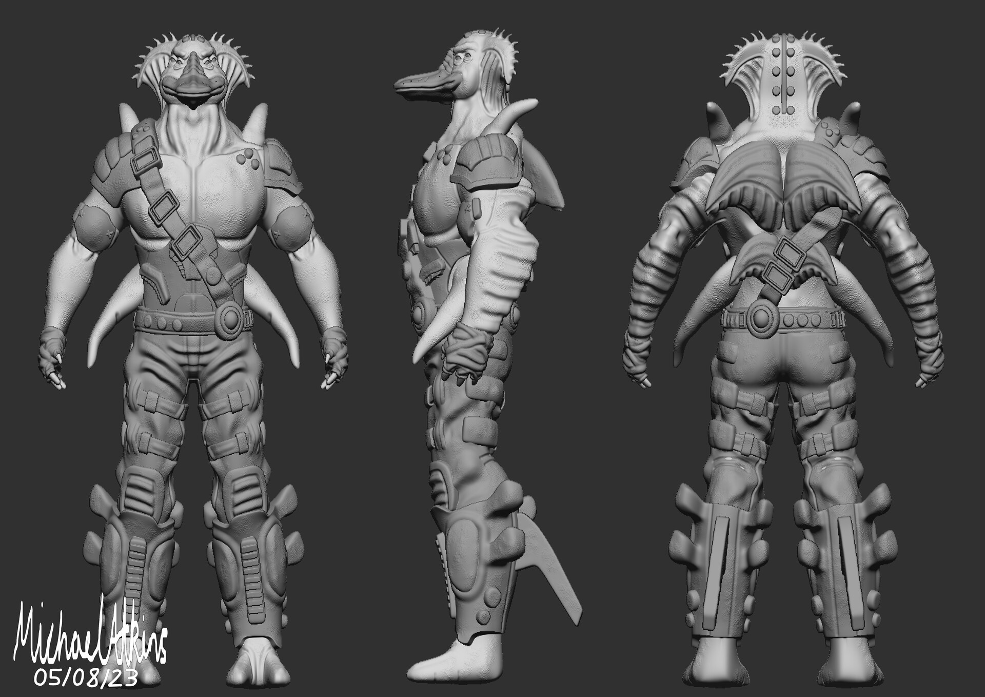 ArtStation - Michael Atkins 3D Platypus Alien Character Sheet AO